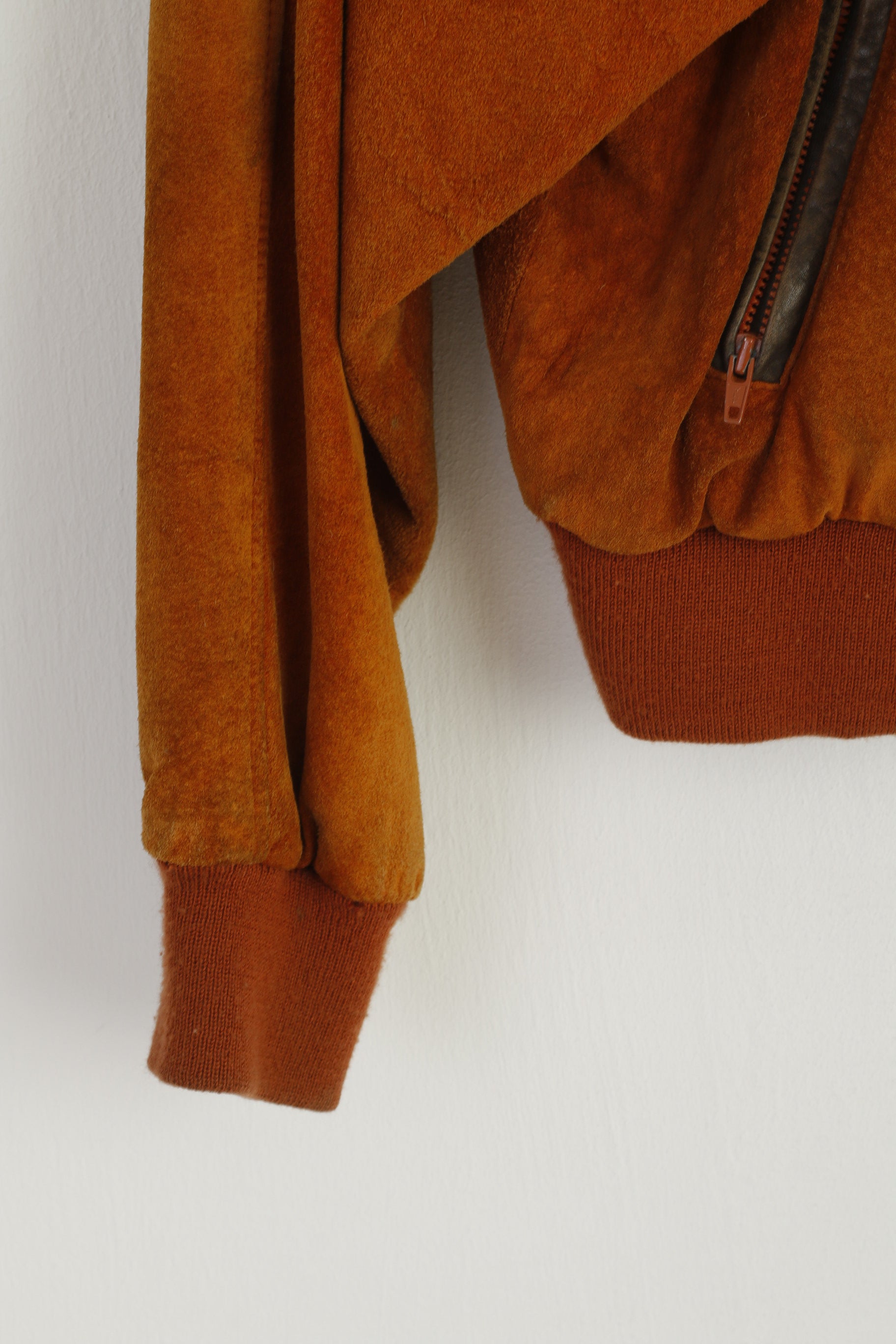 GATTO Women 36 S Jacket Brick Leather Vintage Shoulder Pads Biker Zip Up Top