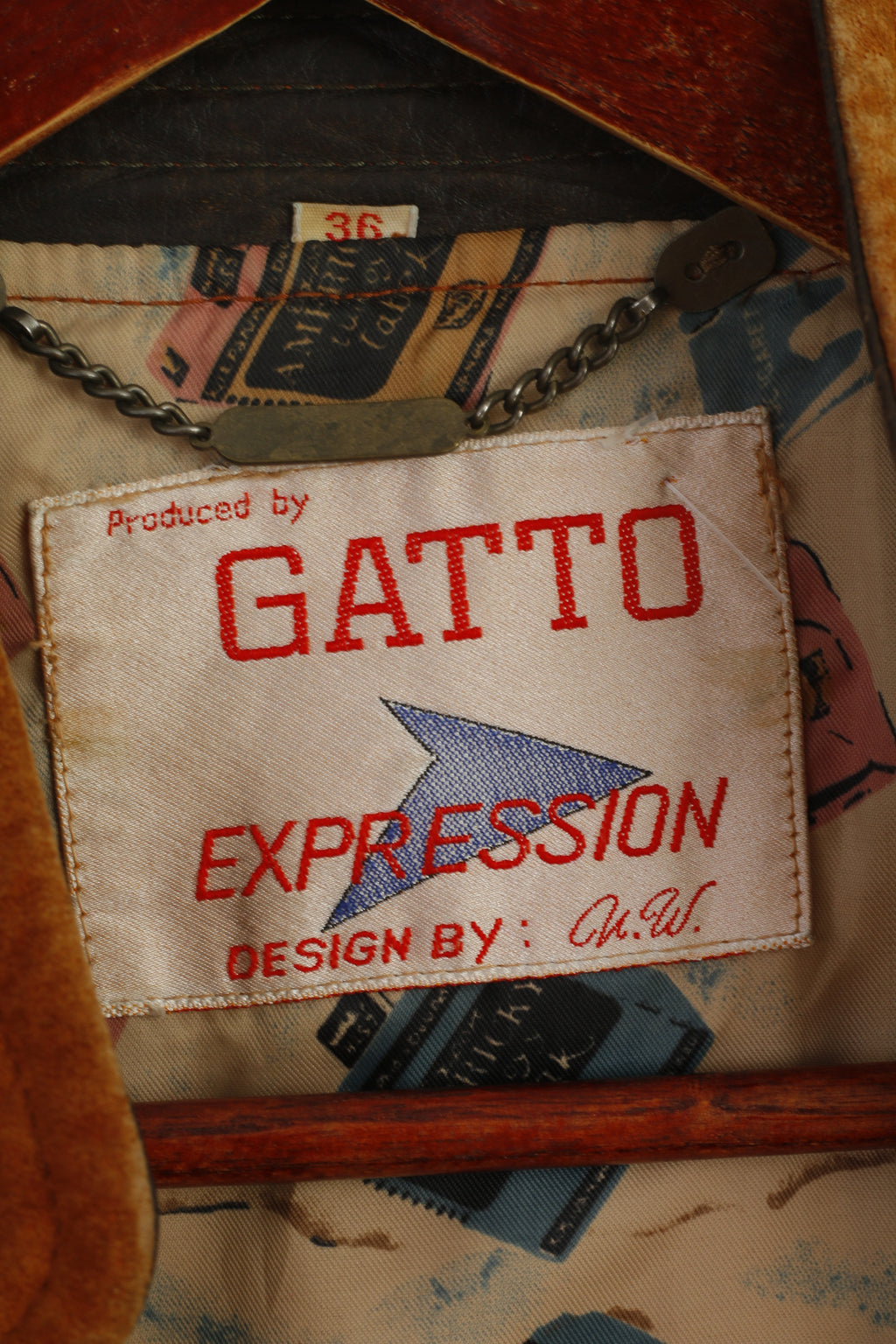 GATTO Women 36 S Jacket Brick Leather Vintage Shoulder Pads Biker Zip Up Top