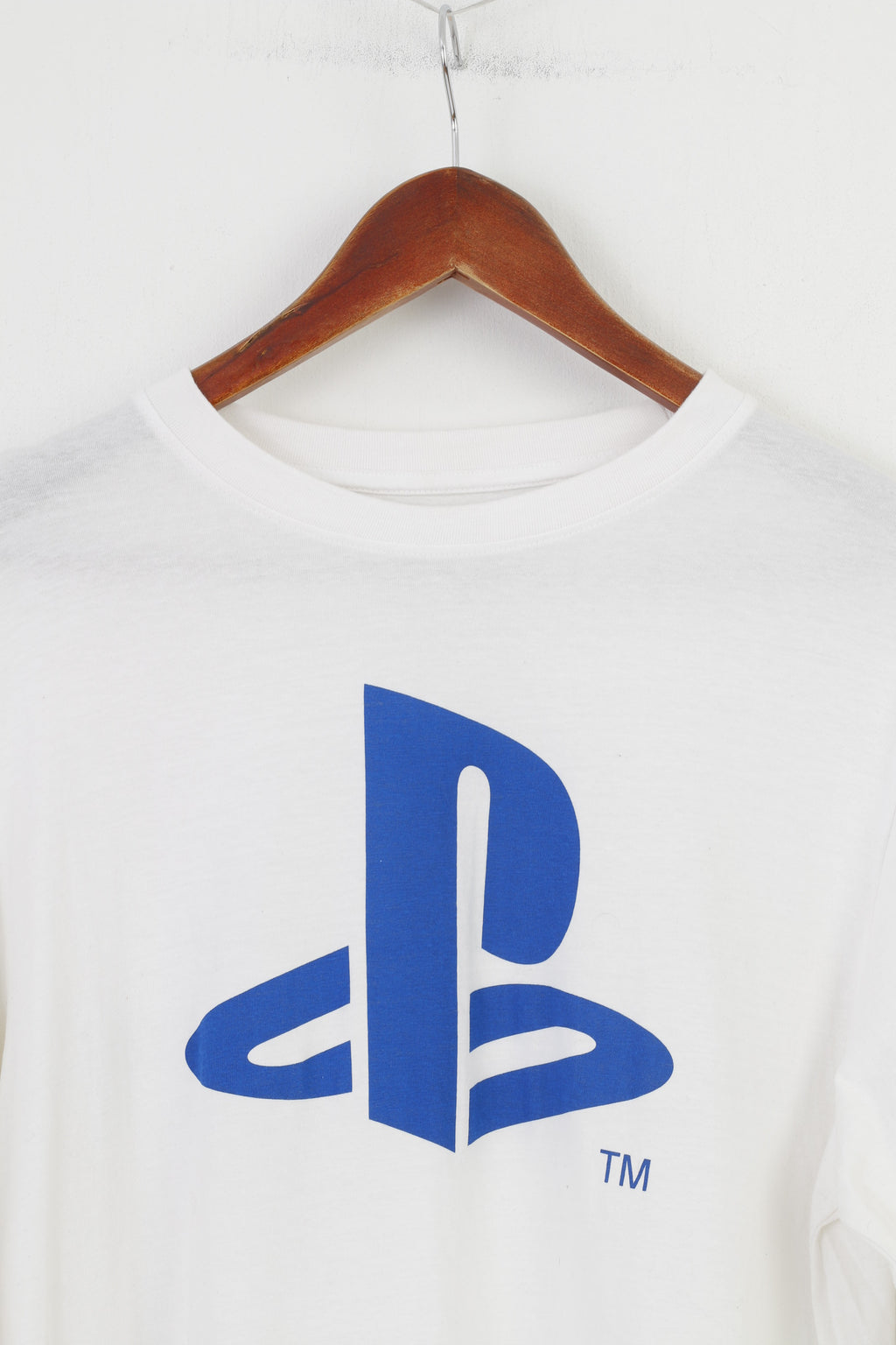 Primark Men M Longsleeve White Cotton Playstation Game Sport Top