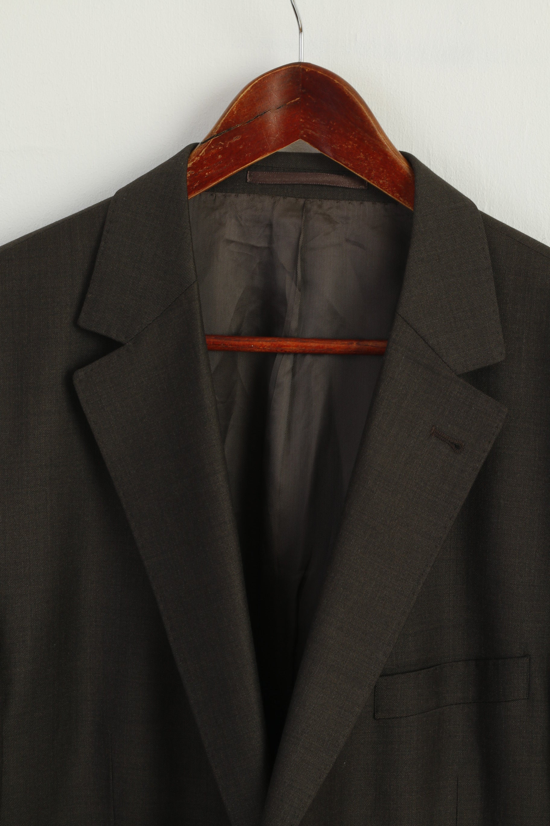 Paul Rosen Men 54 44 Blazer Brown Grey 100% Wool Shiny Single Breasted Jacket