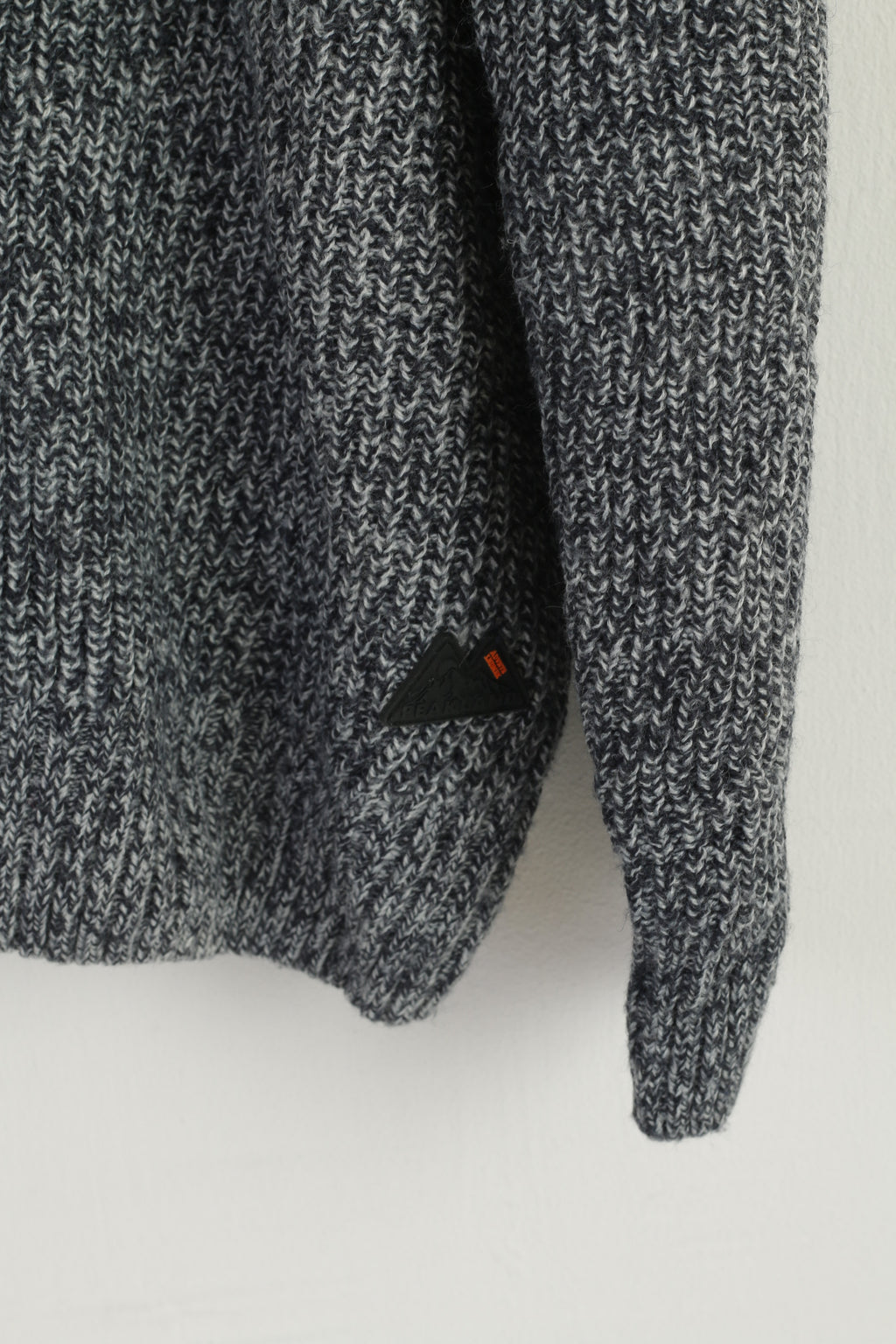 C&A Men XL Jumper Navy Cotton Zip Neck Winter Aztec Printed Sweater