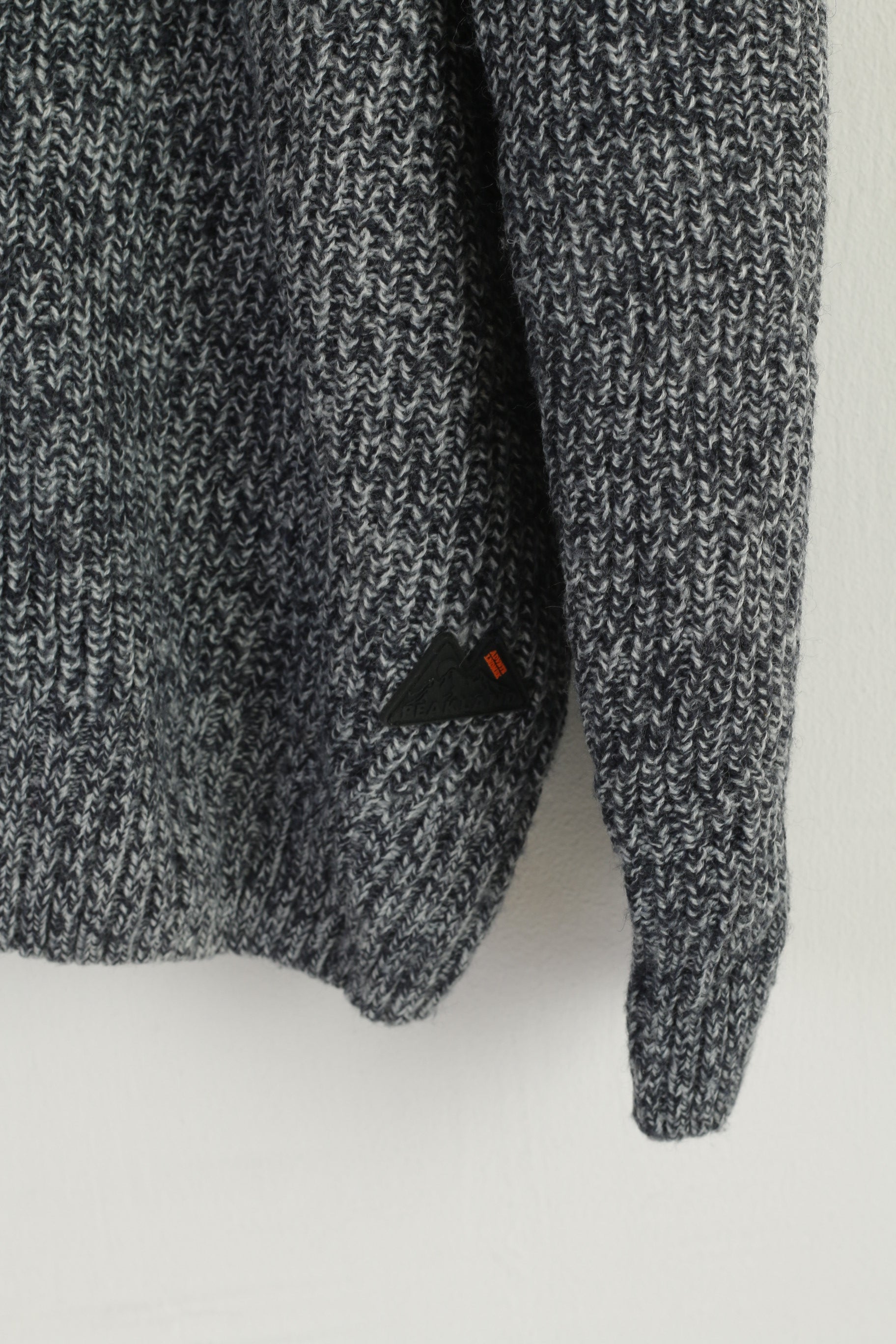 C&A Men XL Jumper Navy Cotton Zip Neck Winter Aztec Printed Sweater