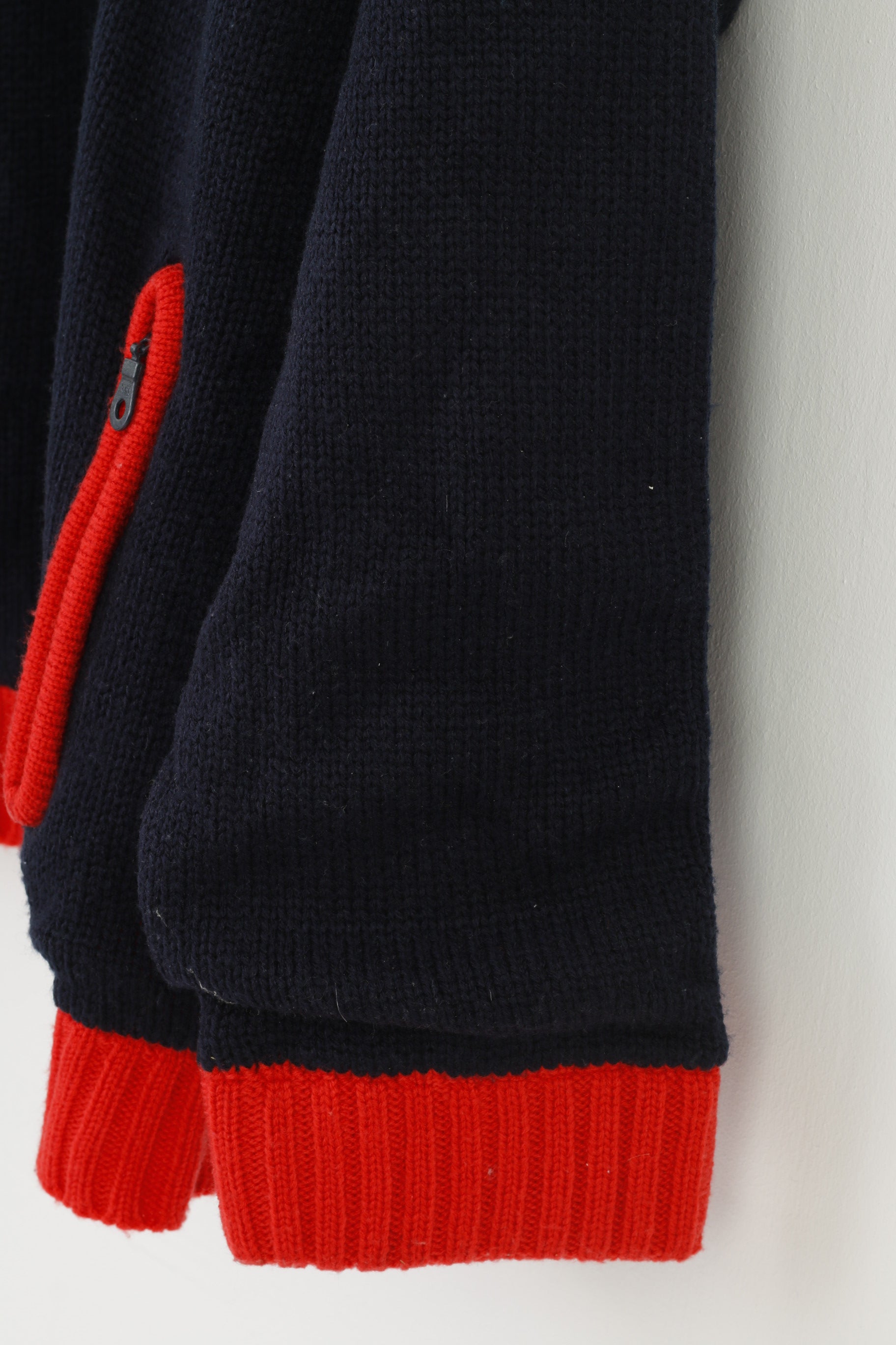 Starling Men L Jumper Navy Blue Collar Zip Neck Pockets Long Sleeve Ocean Gear Top