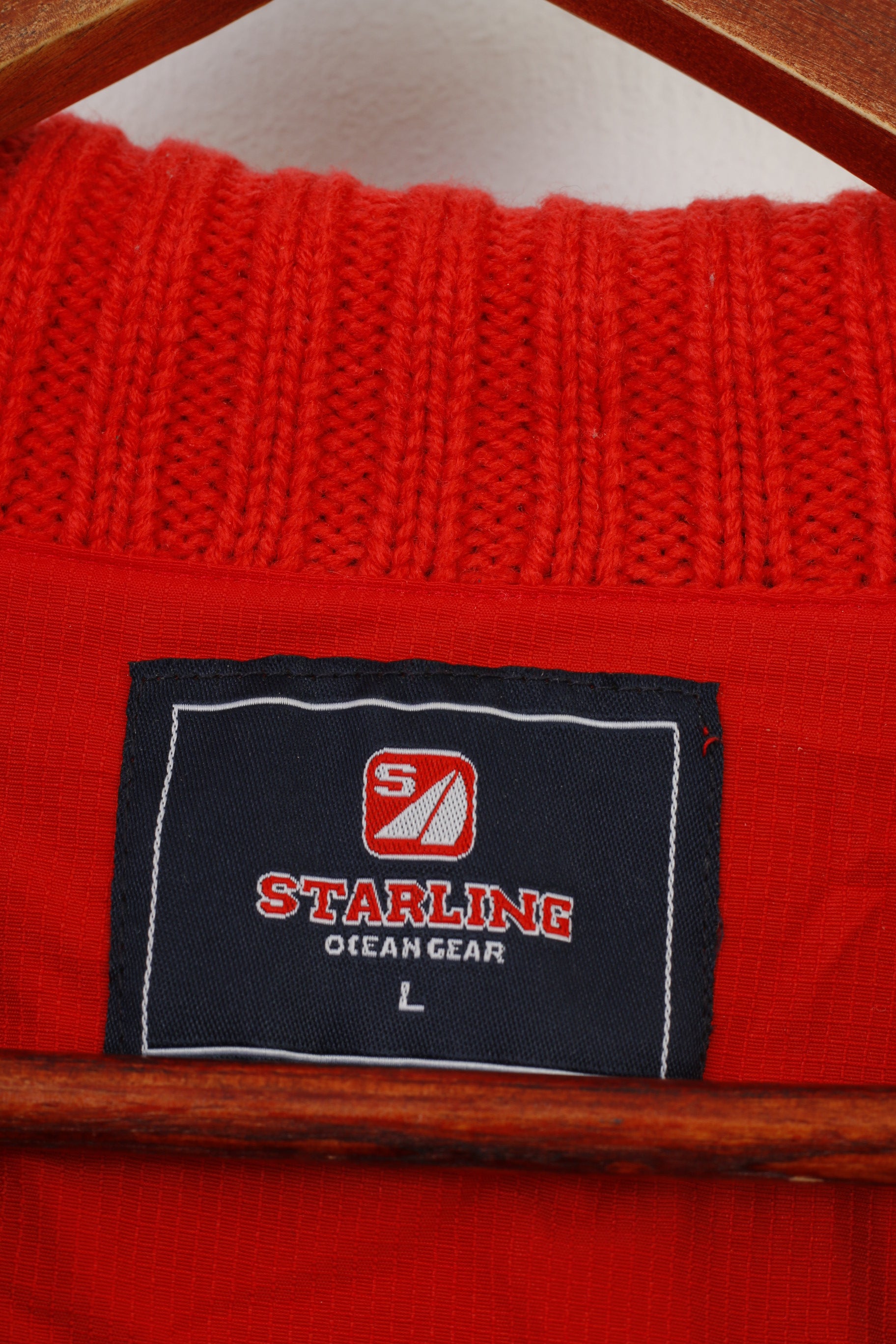 Starling Men L Jumper Navy Blue Collar Zip Neck Pockets Long Sleeve Ocean Gear Top