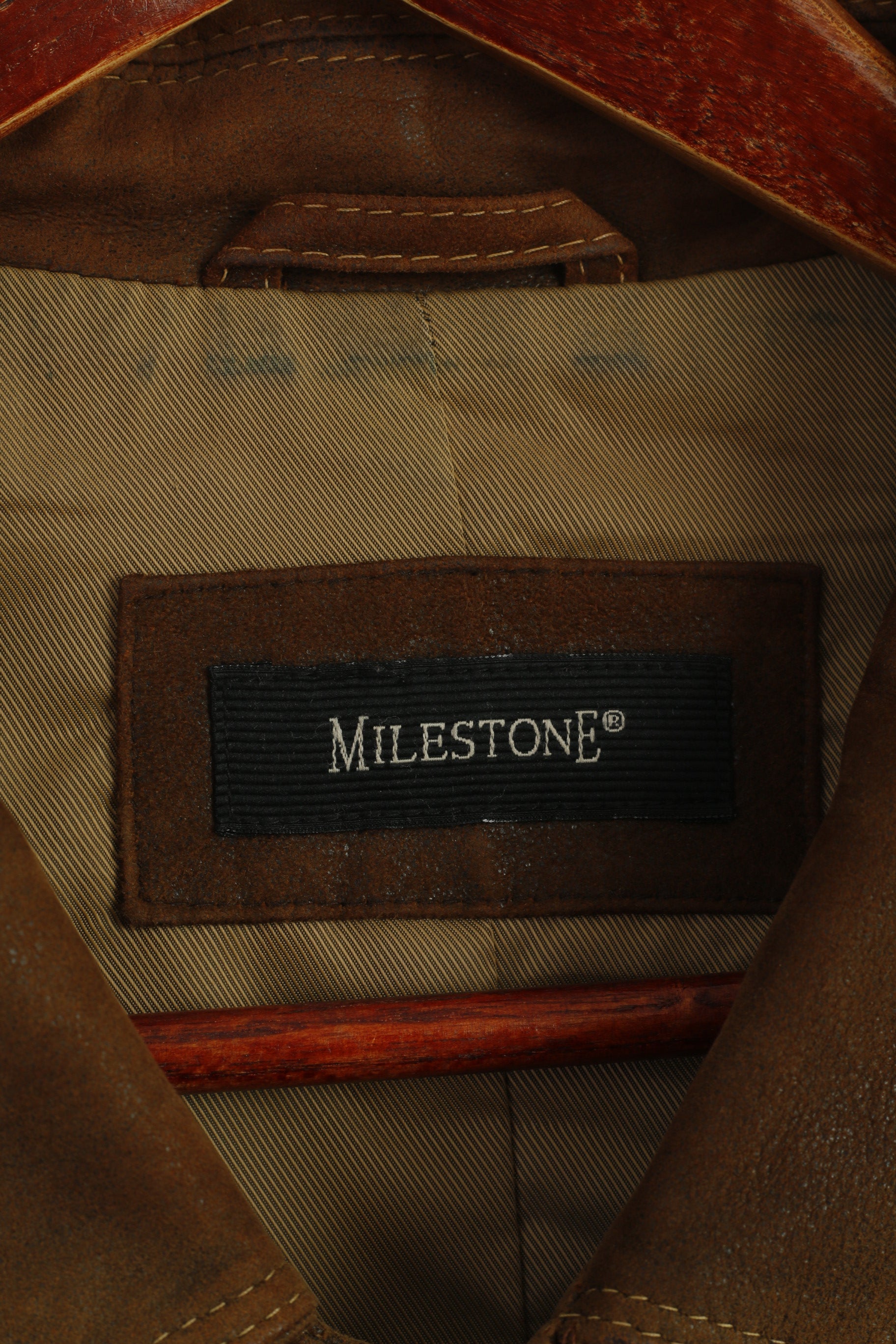 Milestone Men 50 M Jacket Brown Goat Leather Detailed Buttons Classic Top