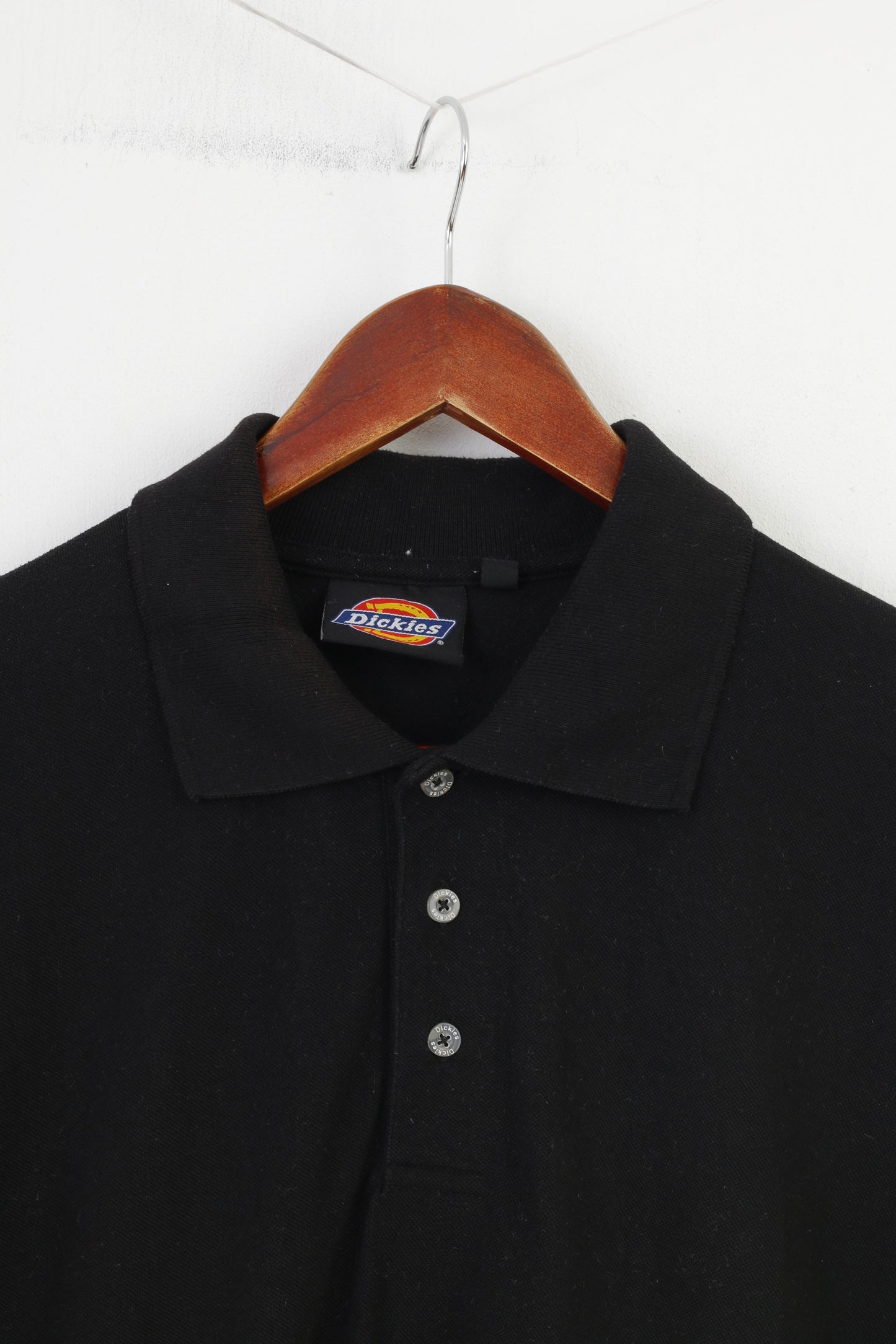 Polo Dickies da uomo 2XL nera con colletto a maniche corte, top sportivo