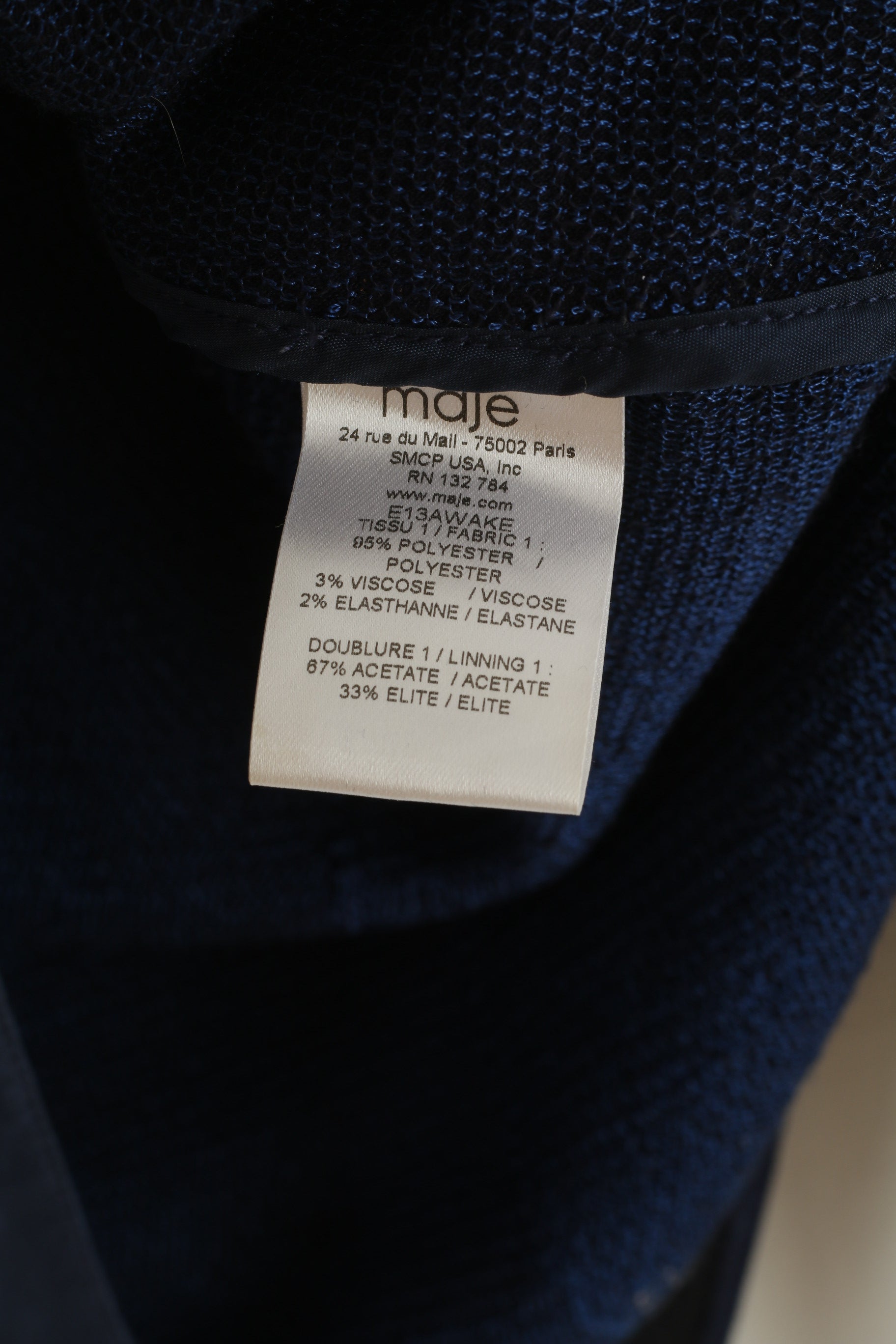 Maje Women 2 M Long Sleeved Shirt Navy Silver Sequin Crew Neck Top