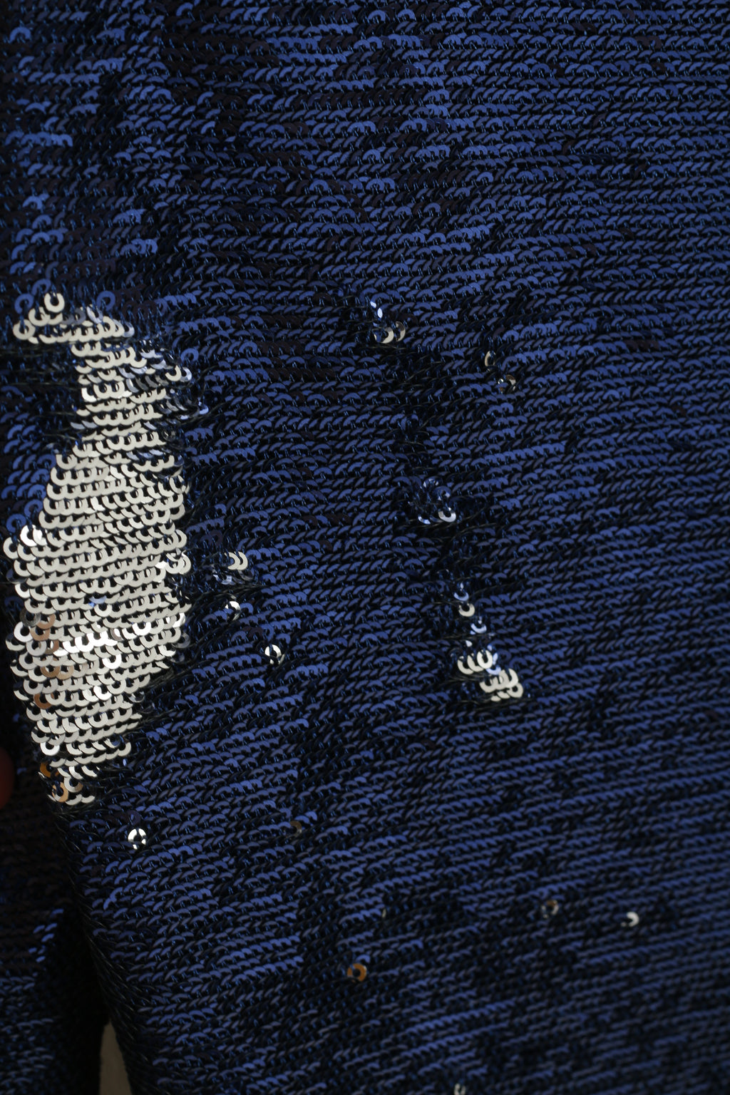 Maje Women 2 M Long Sleeved Shirt Navy Silver Sequin Crew Neck Top