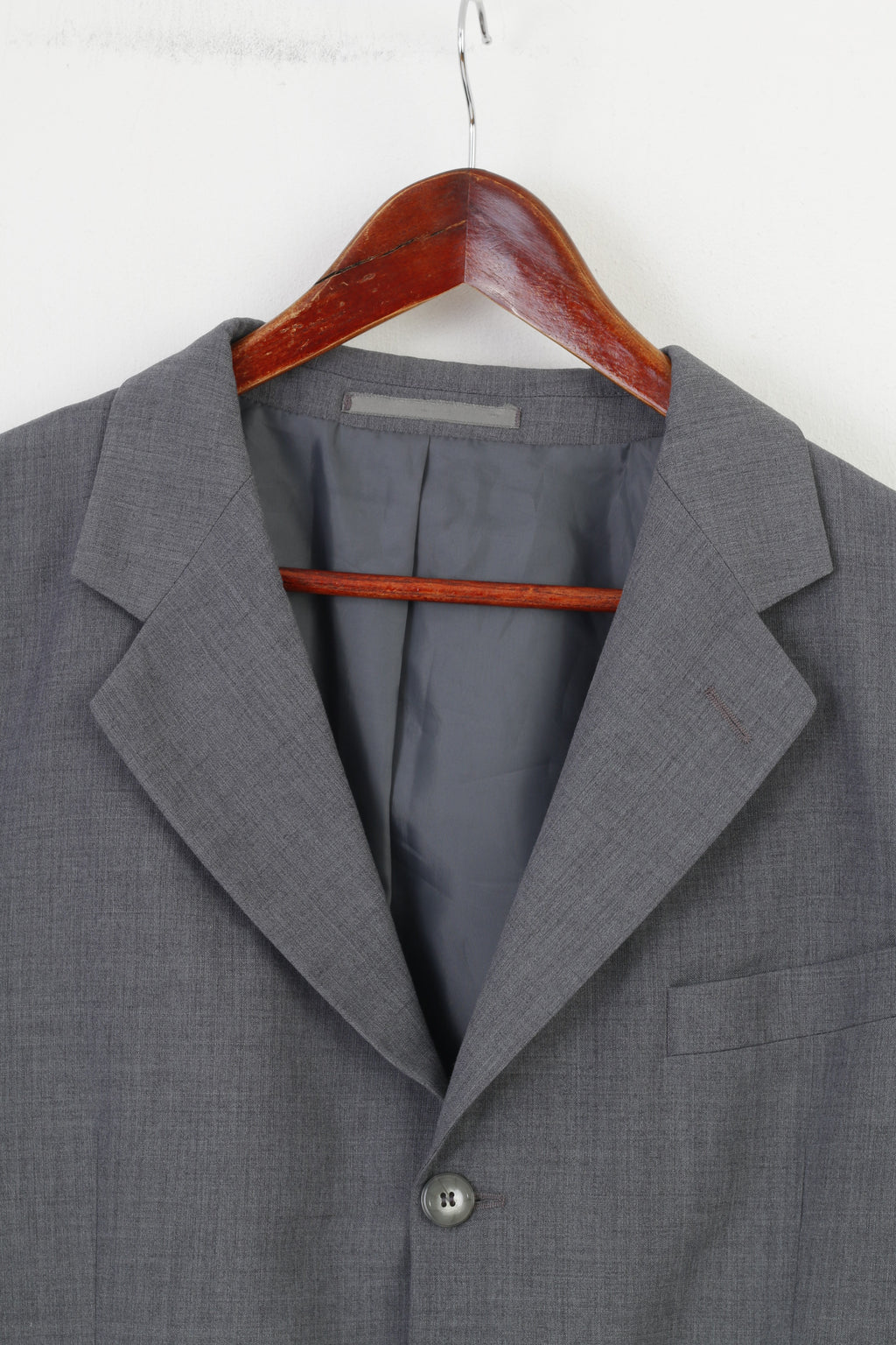 Coxmoore Men 42 Blazer Grey Wool Breasted Bottoms Long Sleeve Elegant Vintage Top