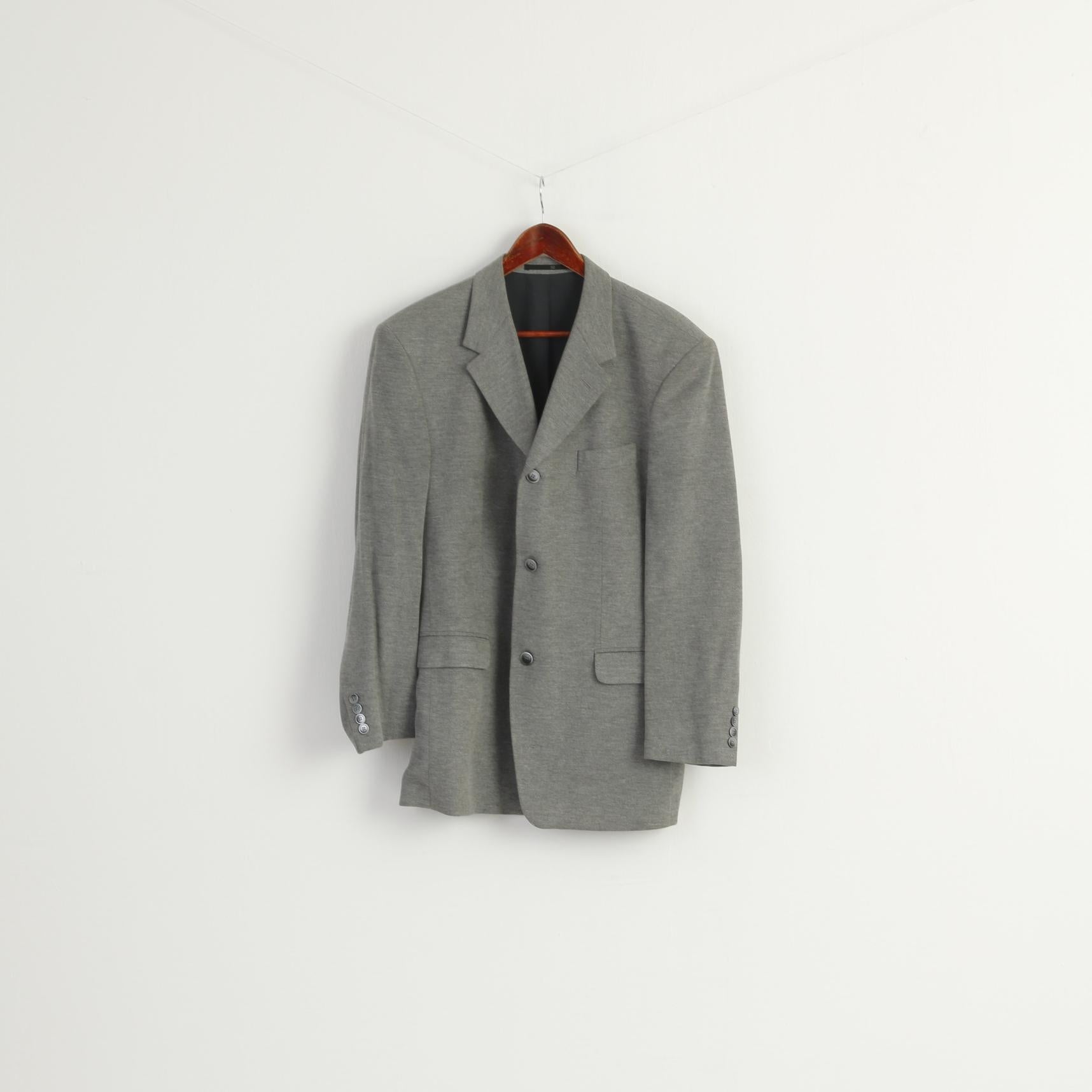Sandro Pozzi Men 50 40 Blazer Gray Viscose Sport Casual Single Breasted Jacket