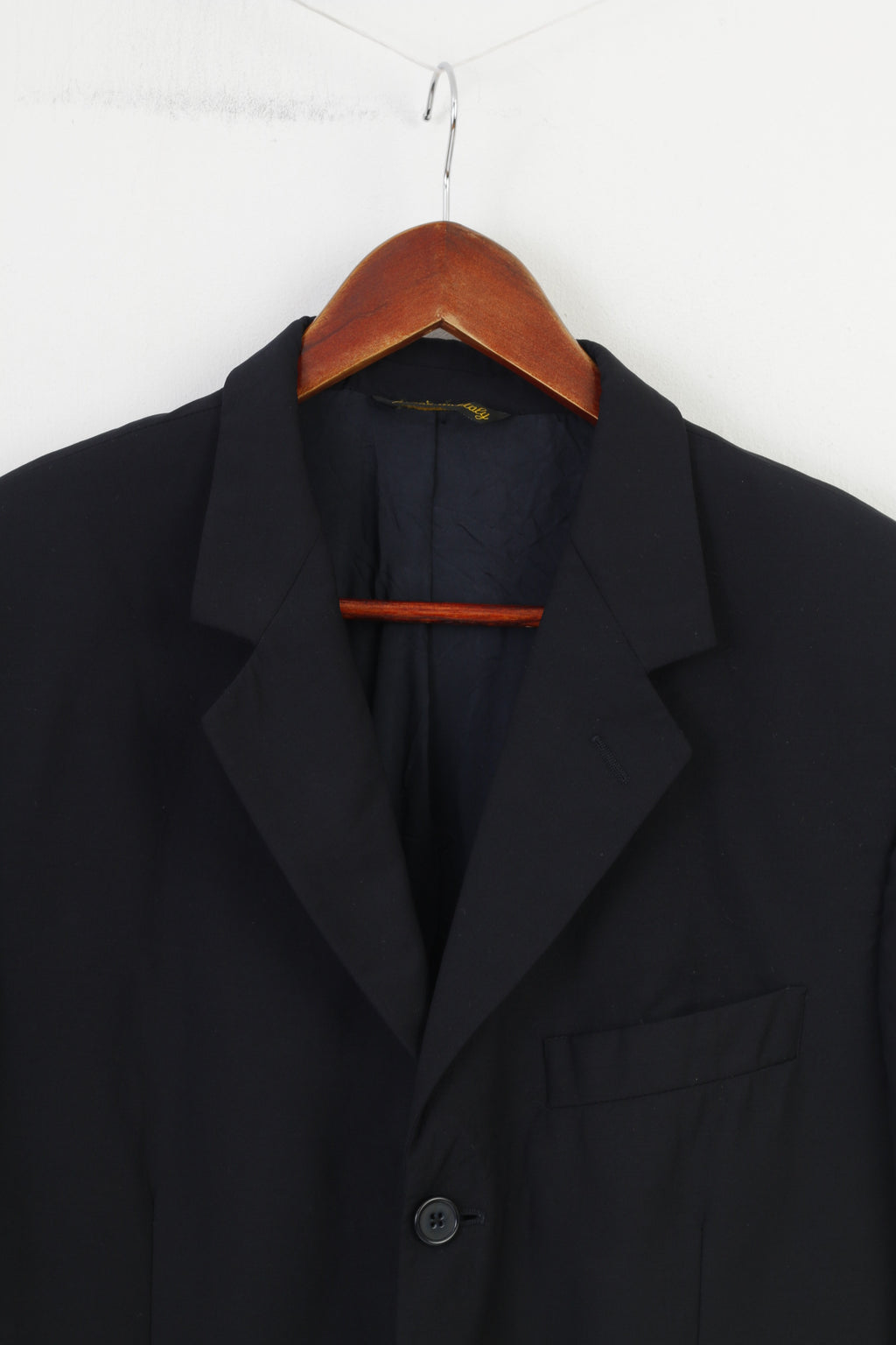 Vivaldi Men 52 42 Blazer Navy Blue Collar Breasted Wool Super 110'S Lanificio Mario Zegna Spa Buttons Elegant Vintage Top