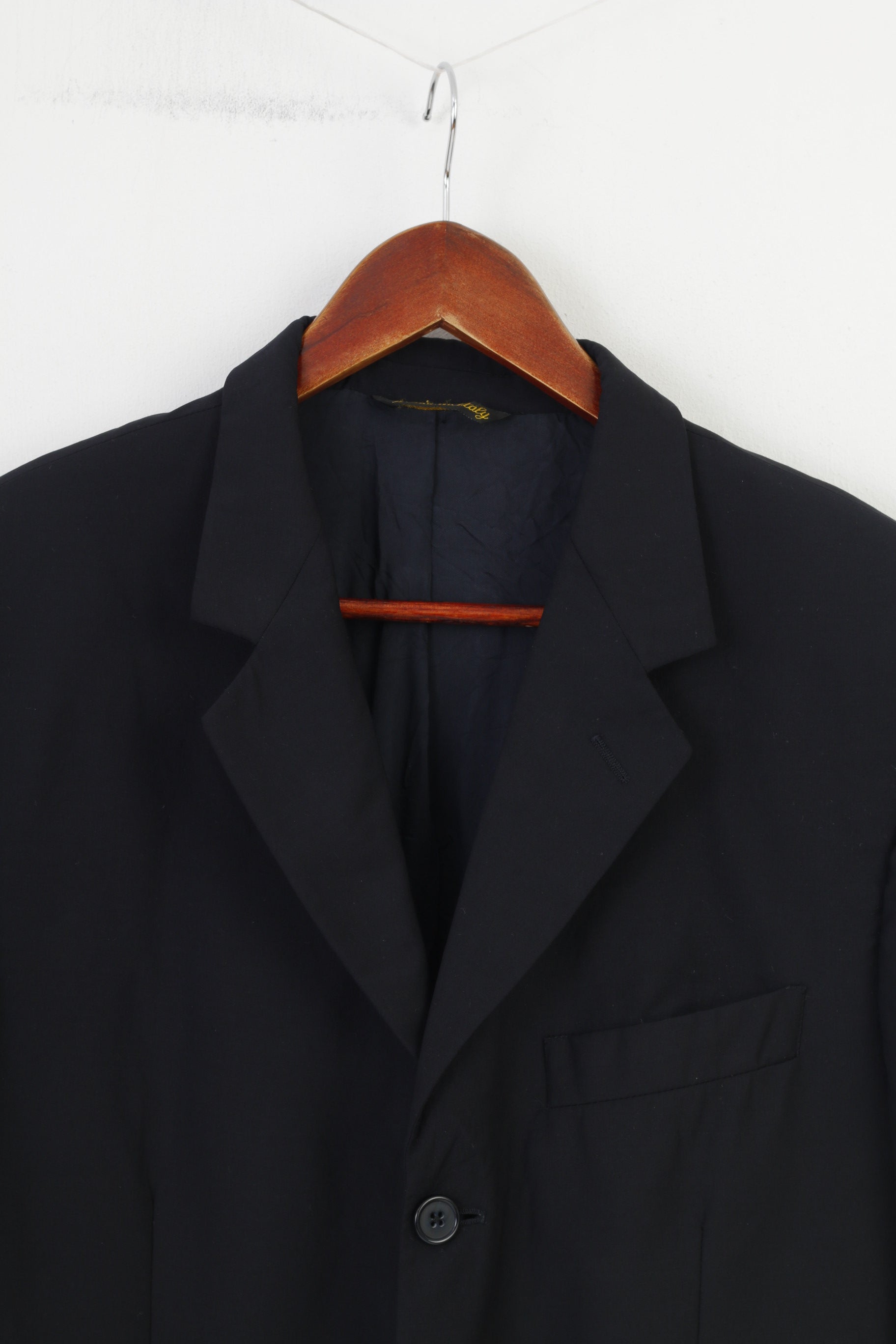 Vivaldi Men 52 42 Blazer Navy Blue Collar Breasted Wool Super 110'S Lanificio Mario Zegna Spa Buttons Elegant Vintage Top