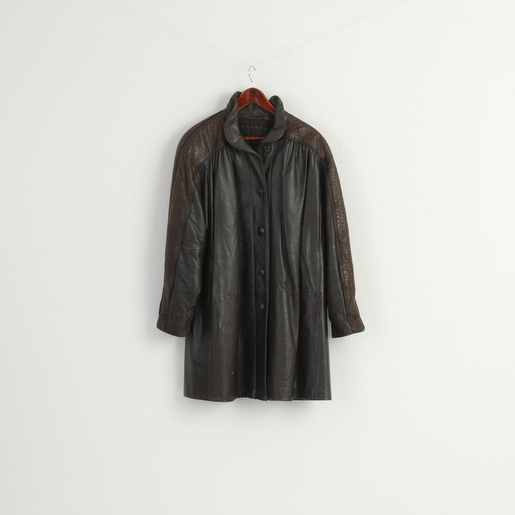 Norma Modell Women 38 M Jacket Brown Leather Vintage Shoulder Pads Oversize Top