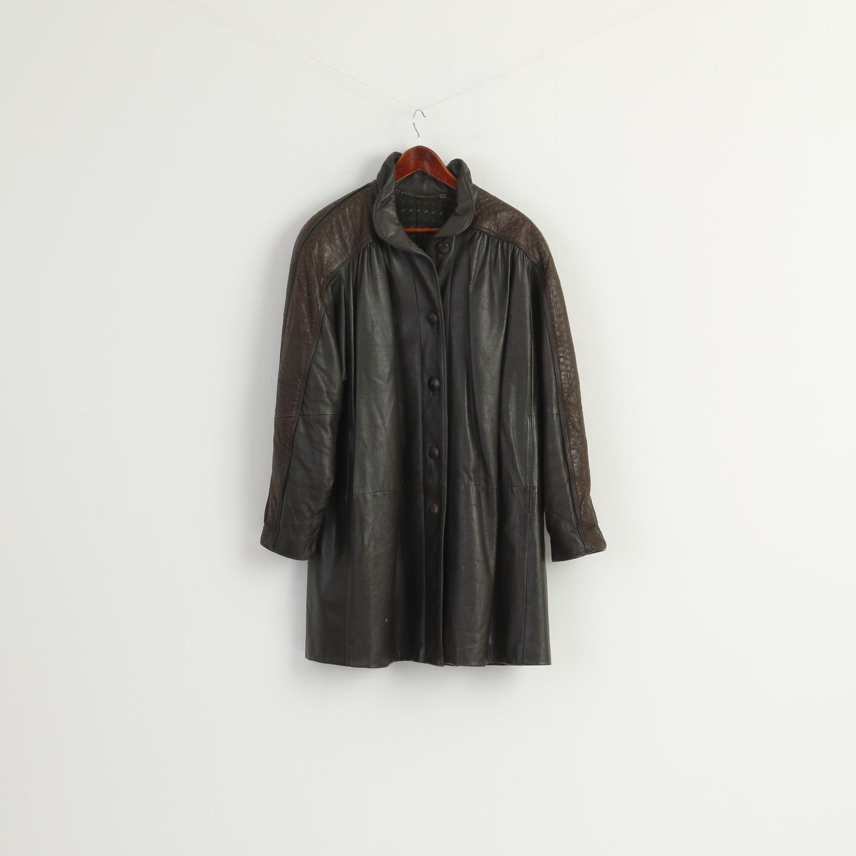 Norma Modell Women 38 M Jacket Brown Leather Vintage Shoulder Pads Oversize Top