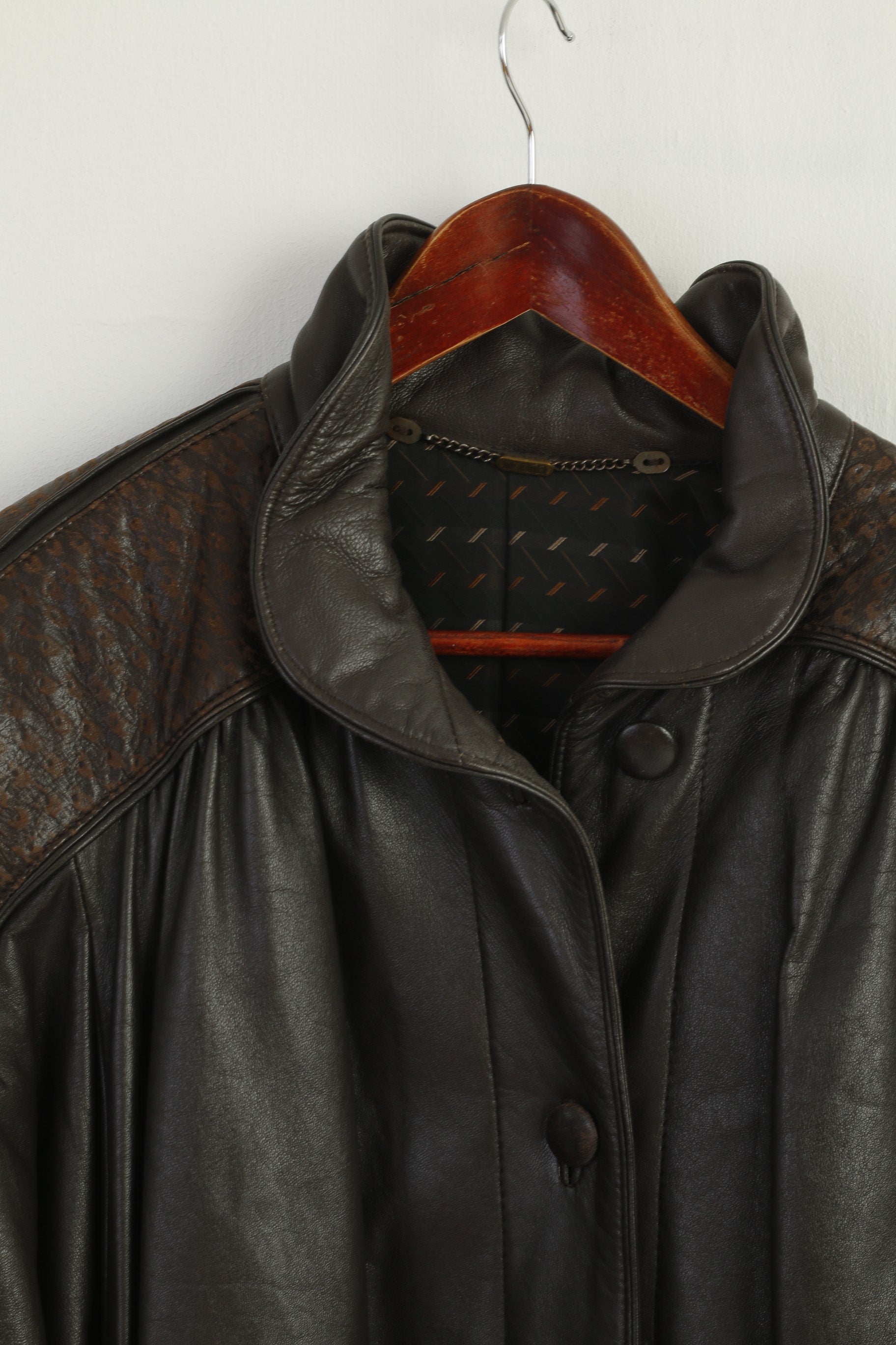 Norma Modell Women 38 M Jacket Brown Leather Vintage Shoulder Pads Oversize Top