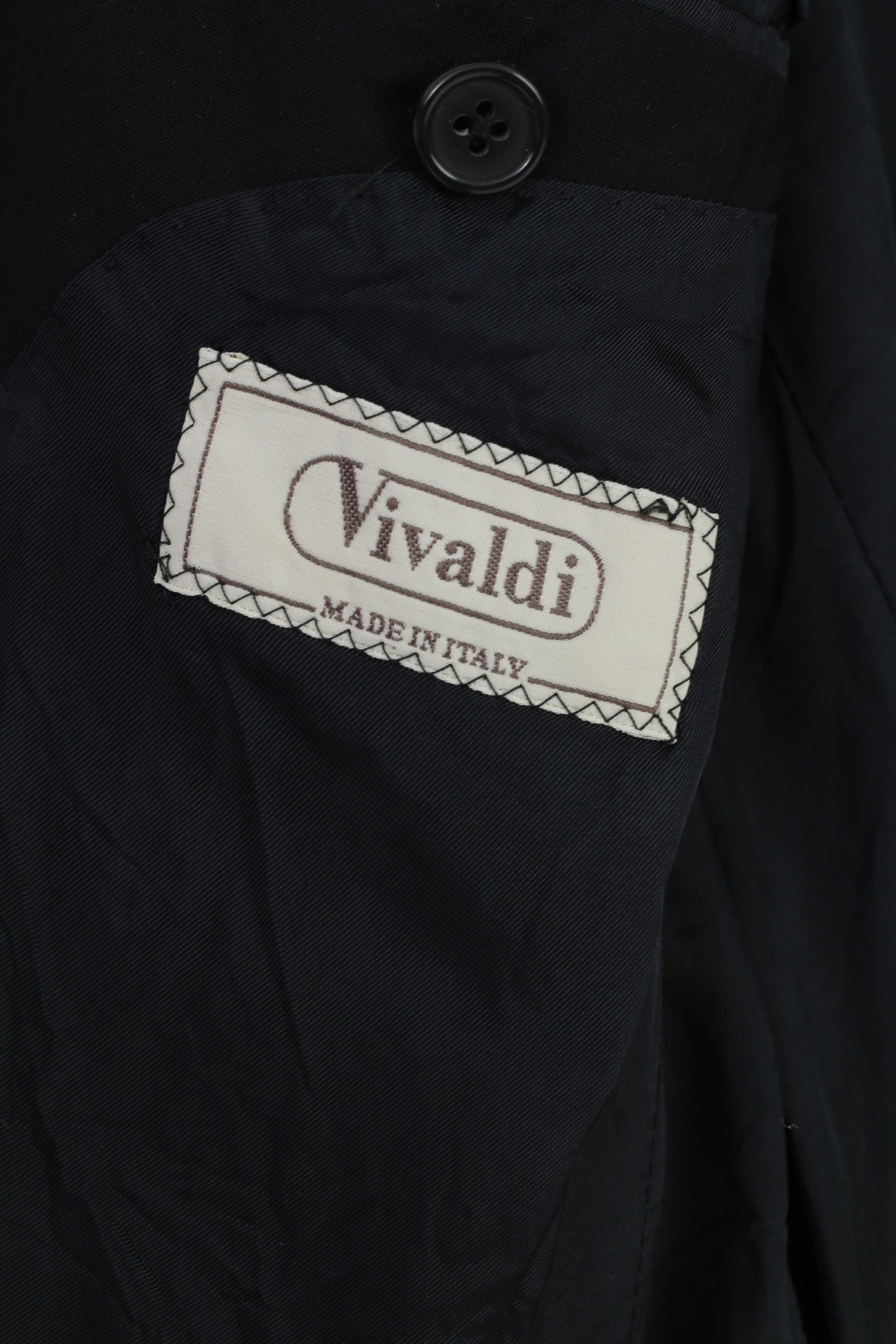 Vivaldi Men 52 42 Blazer Navy Blue Collar Breasted Wool Super 110'S Lanificio Mario Zegna Spa Buttons Elegant Vintage Top