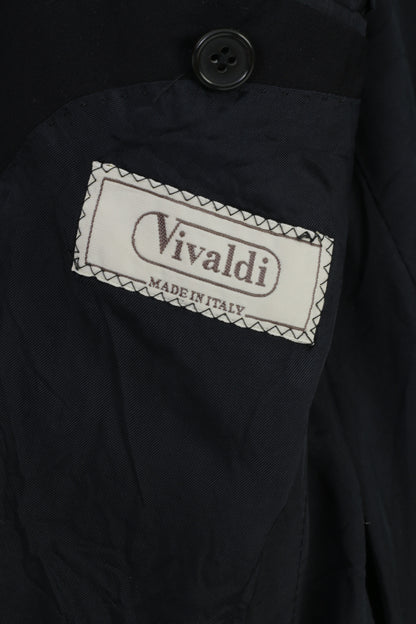 Vivaldi Uomo 52 Giacca Blu Navy Collo Petto Lana Super 110'S Lanificio Mario Zegna Spa Bottoni Elegante Vintage Top