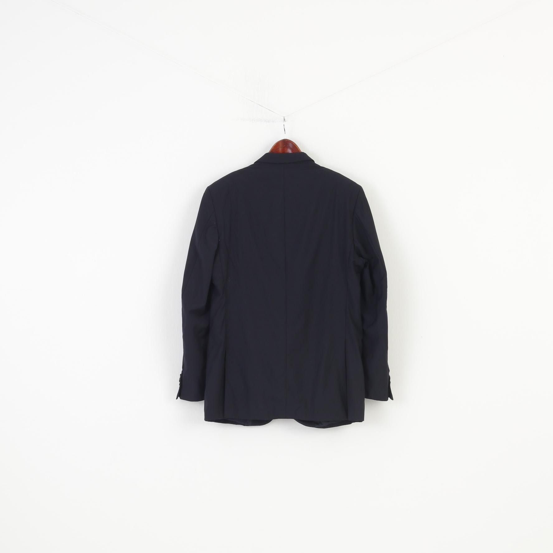 Vivaldi Men 52 42 Blazer Navy Blue Collar Breasted Wool Super 110'S Lanificio Mario Zegna Spa Buttons Elegant Vintage Top