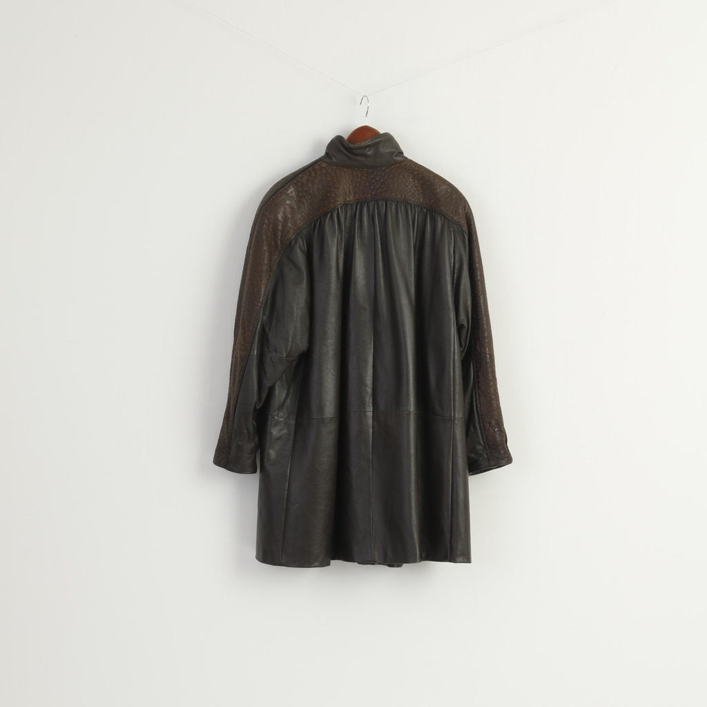 Norma Modell Women 38 M Jacket Brown Leather Vintage Shoulder Pads Oversize Top