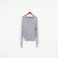 Lyle&Scott Woman XL Jumper Grey Vintage Cotton Long Sleeve V Neck Sweater Top