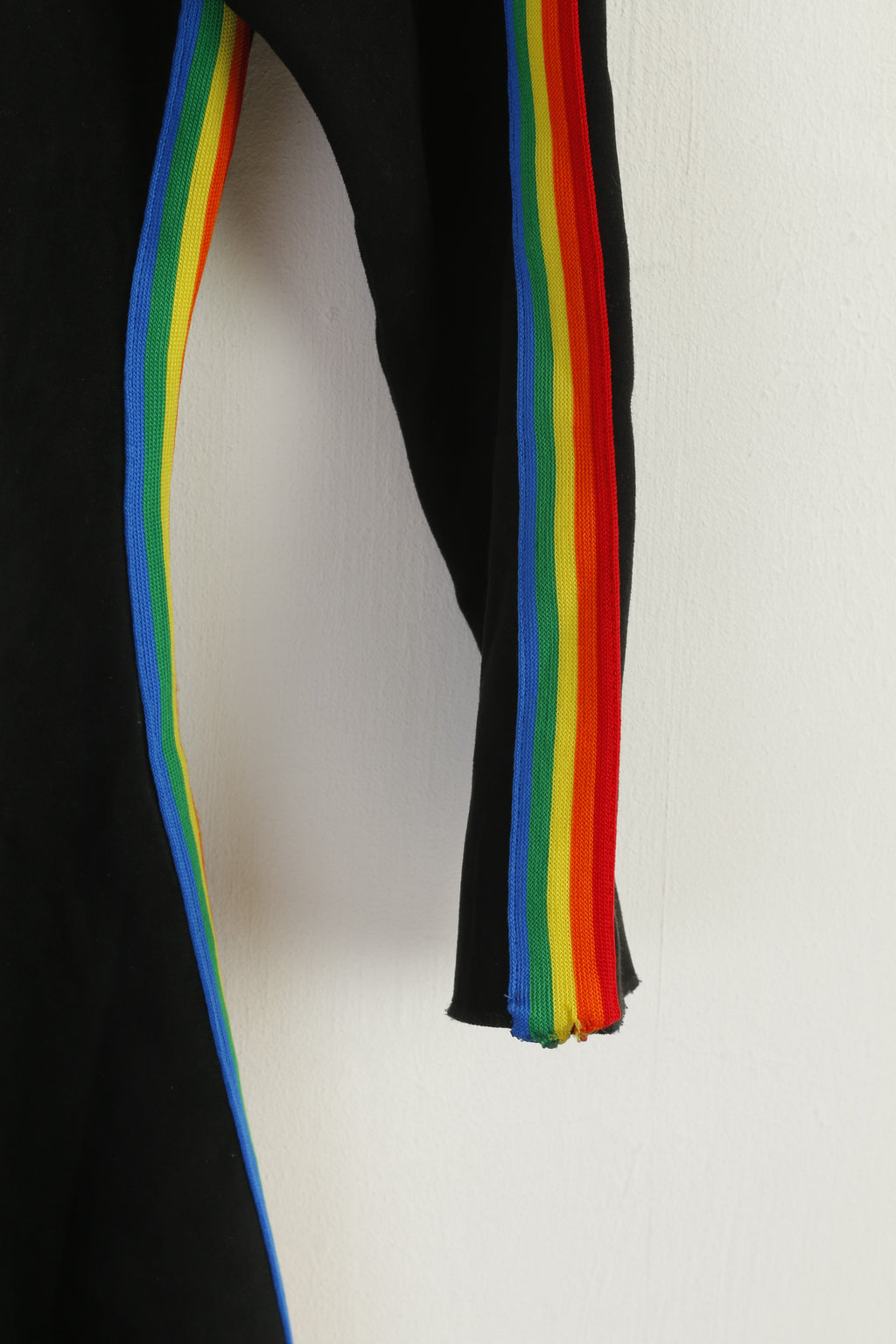 KLING Women 3 M Mini Dress Black Long Sleeve Rainbow Stripes Crew Neck