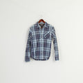 Hilfiger Denim Men S Casual Shirt Blue Check Cotton Vintage Long Sleeve Top