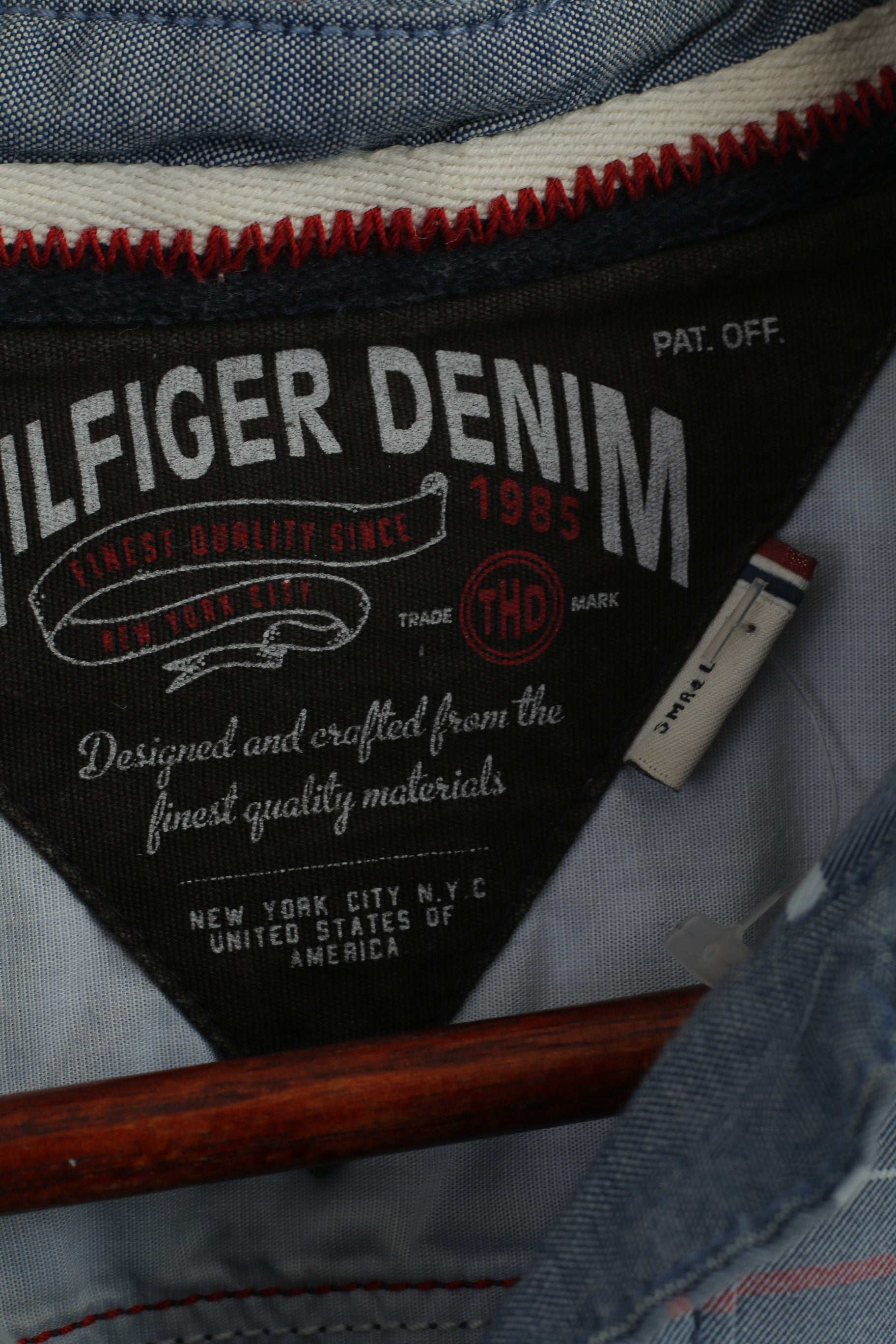 Hilfiger Denim Men S Casual Shirt Blue Check Cotton Vintage Long Sleeve Top