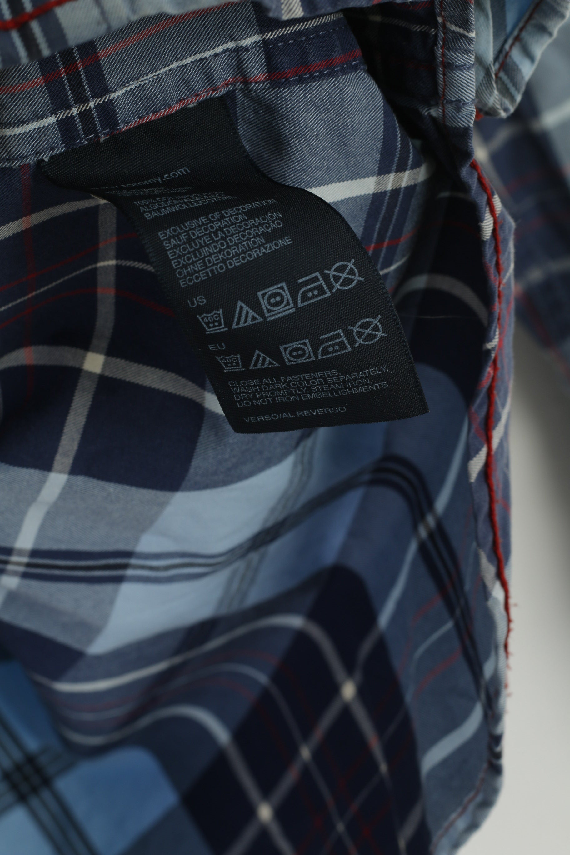 Hilfiger Denim Men S Casual Shirt Blue Check Cotton Vintage Long Sleeve Top