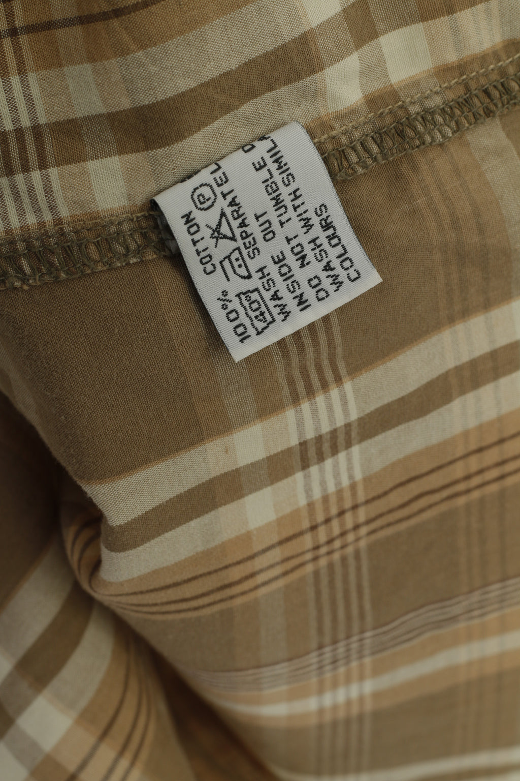 Mc Gordon Men L Casual Shirt Brown Check Cotton Western Vintage Short Sleeve Top