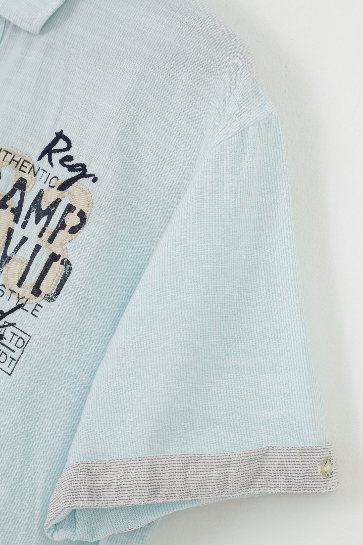 Camp David – chemise décontractée pour hommes, coupe régulière, bleu, vêtements de qualité, manches courtes, haut rayé en coton