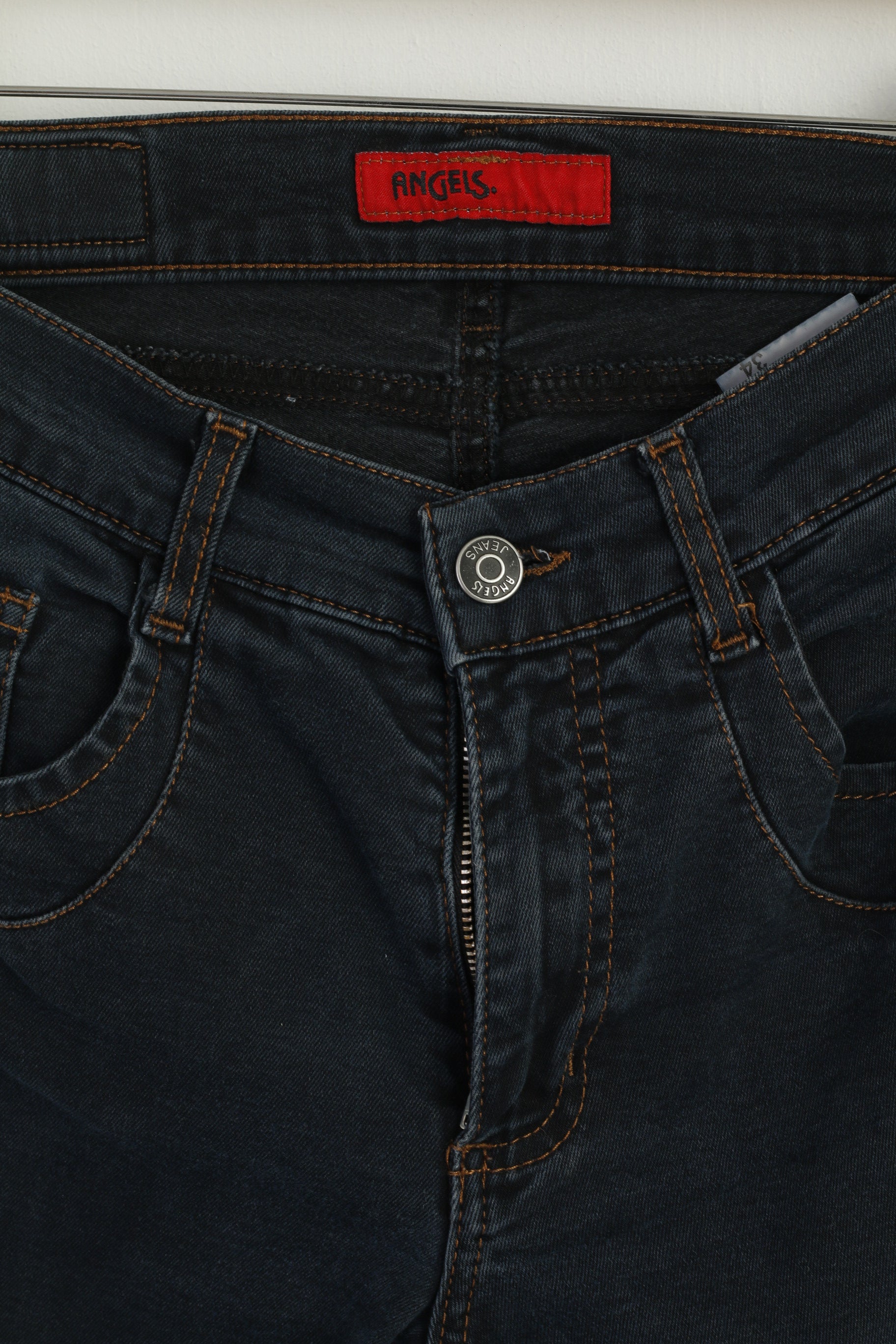 ANGELS Women 34 S Jeans Trousers Navy Skinny Patti Cotton Stretch Pants