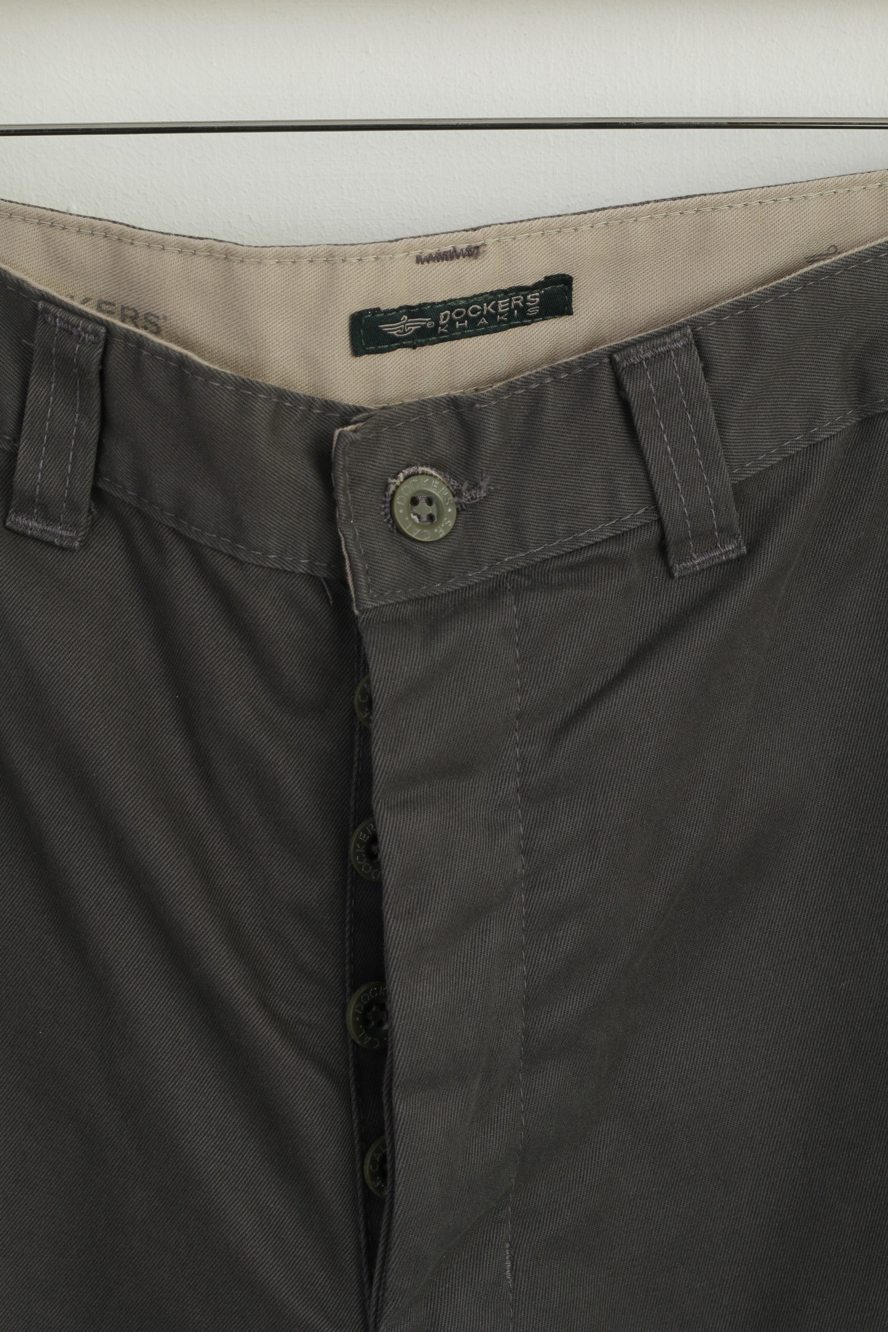 Dockers Khakis Men 32 Trousers Gray 100% Cotton Classic Straight Pants