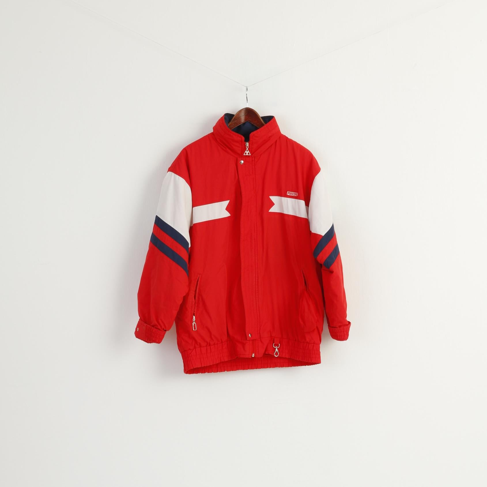 Puccini Men 57 L Jacket Red Ski Racing Vintage 80s Padded Full Zipper Retro Top