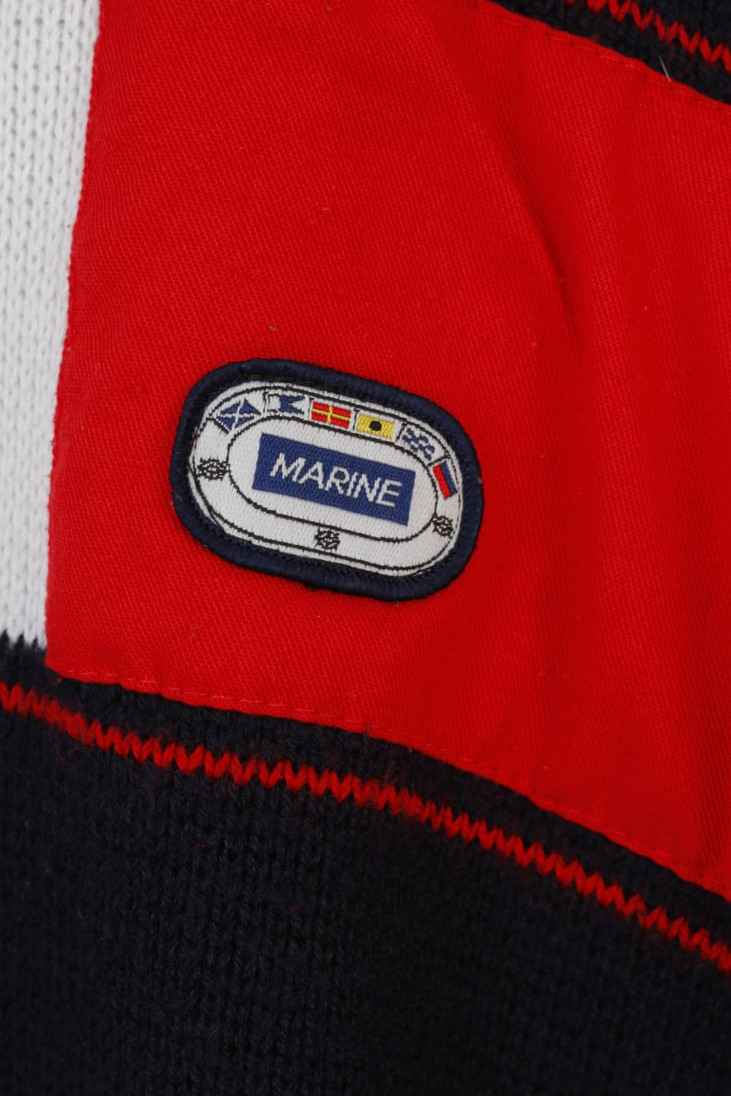 Maglione da uomo blu scuro M. Top marino a maniche lunghe a righe con colletto con zip blu scuro