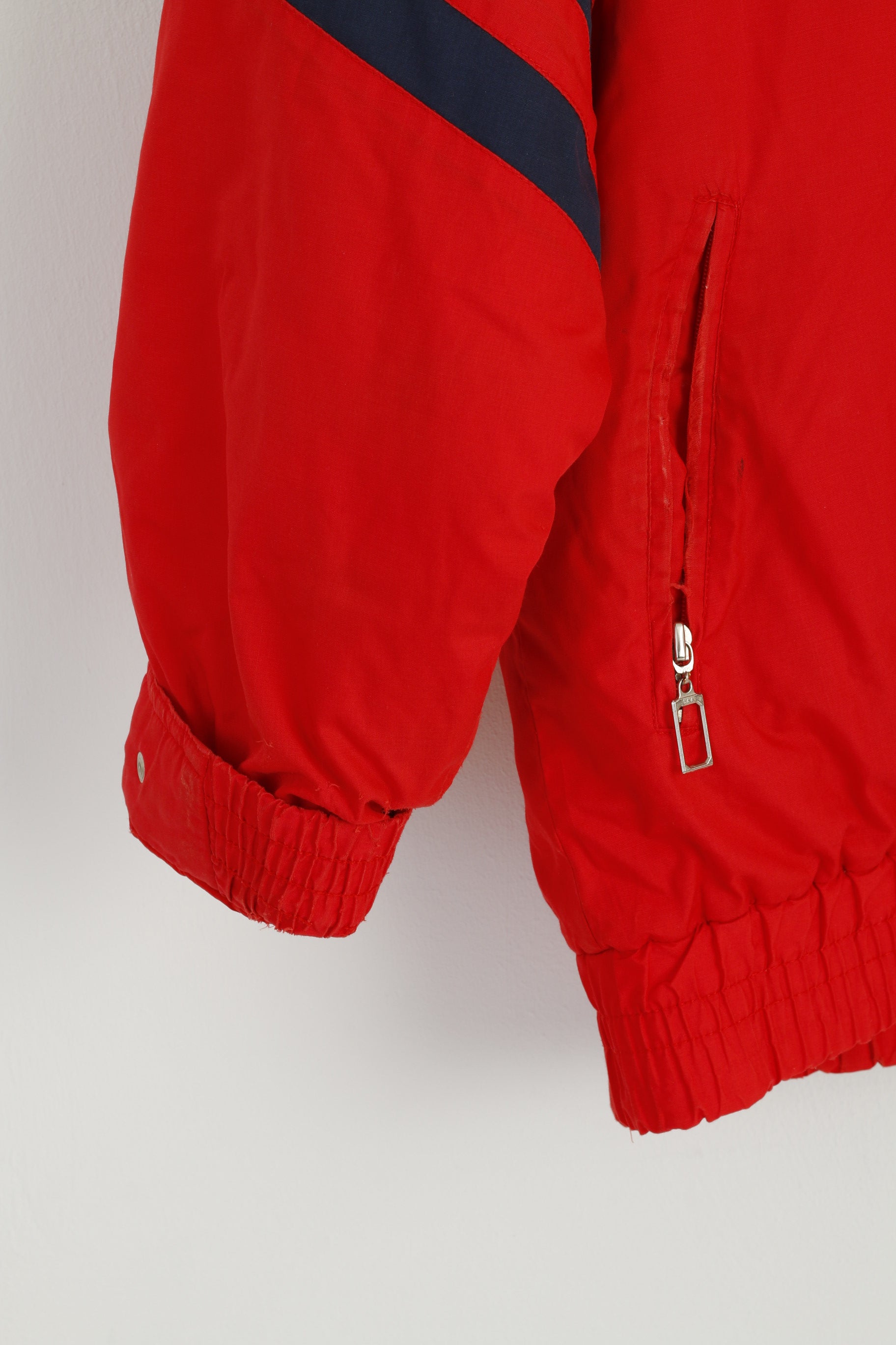 Puccini Men 57 L Jacket Red Ski Racing Vintage 80s Padded Full Zipper Retro Top