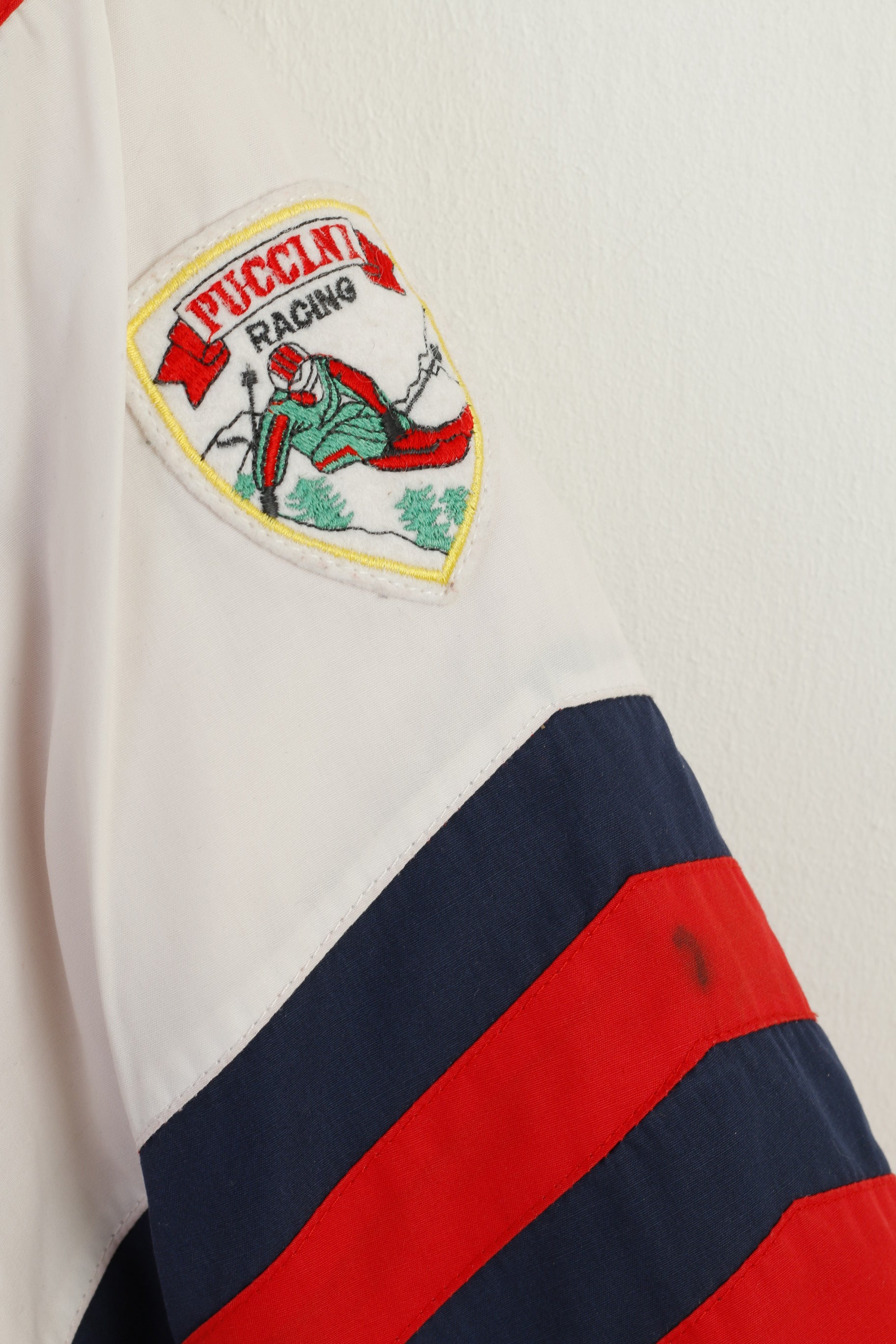 Puccini Men 57 L Jacket Red Ski Racing Vintage 80s Padded Full Zipper Retro Top