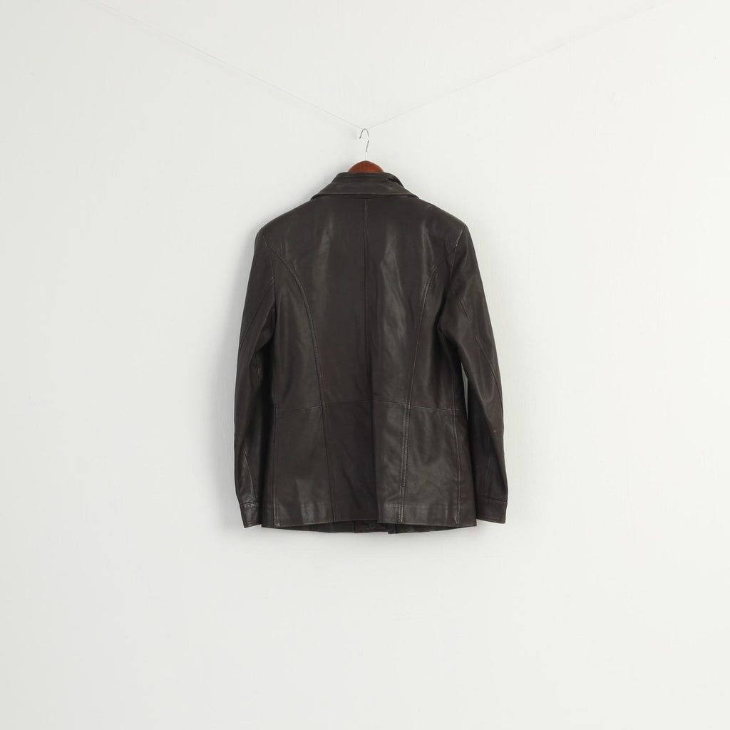 Simon B Collection Women 48 M Jacket Brown Soft Leather Zip Up Biker Vintage Top