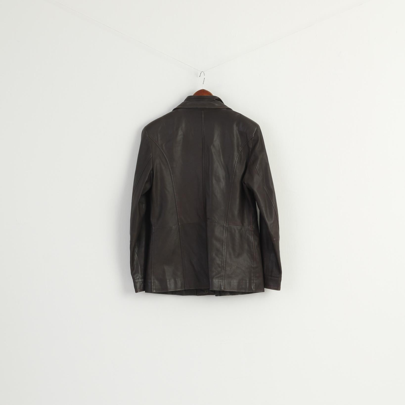 Simon B Collection Women 48 M Jacket Brown Soft Leather Zip Up Biker Vintage Top