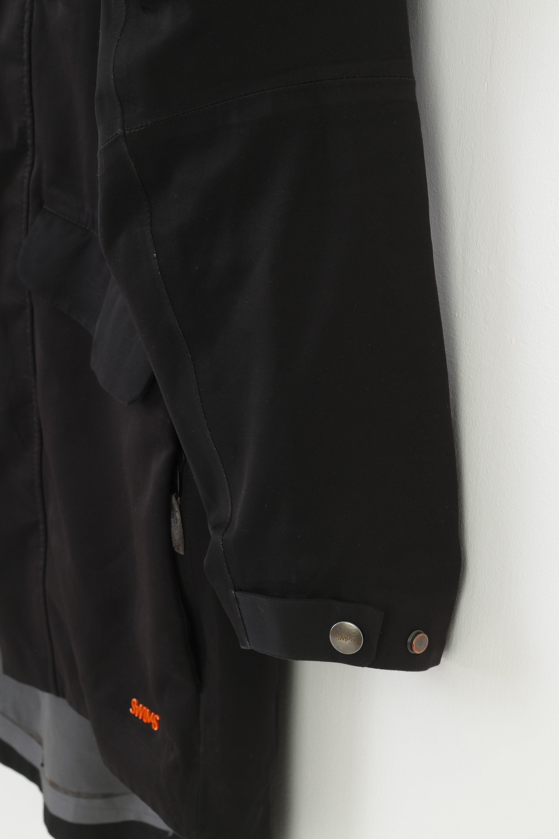 Swims Veste noire pour homme avec double fermeture éclair imperméable et poches à capuche vintage