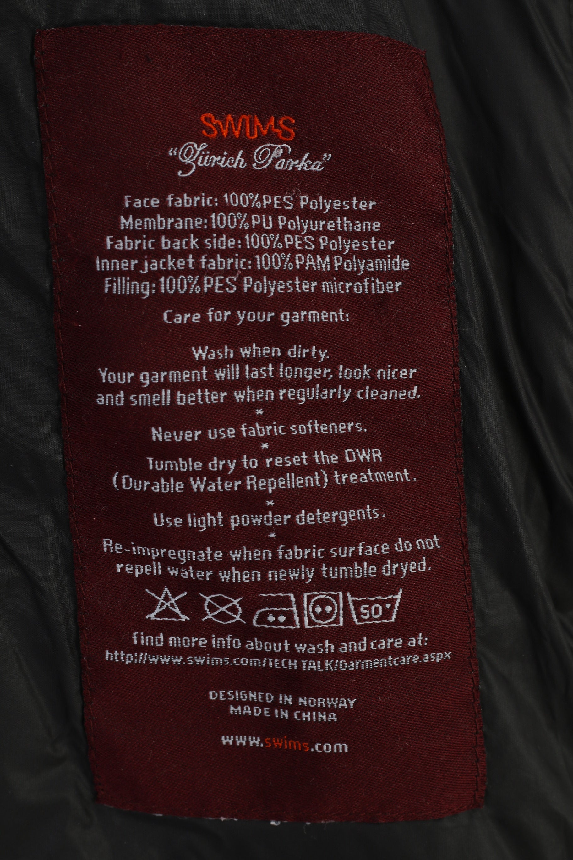 Swims Veste noire pour homme avec double fermeture éclair imperméable et poches à capuche vintage