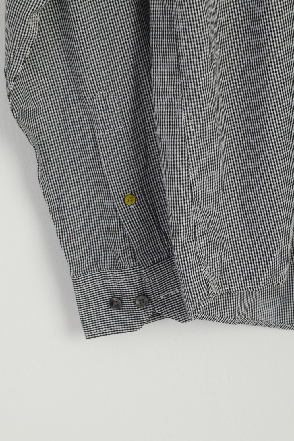 Pretty Green Men L Casual Shirt Black White Check Cotton Long Sleeve Pocket Top