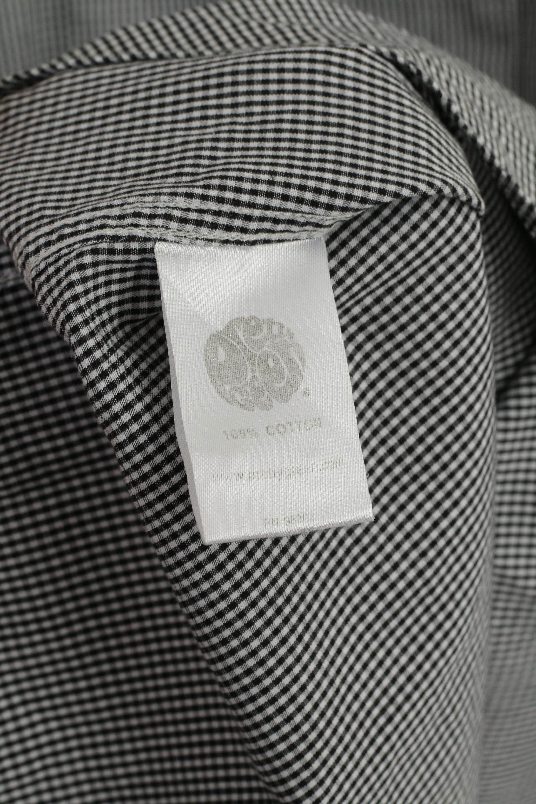 Pretty Green Men L Casual Shirt Black White Check Cotton Long Sleeve Pocket Top