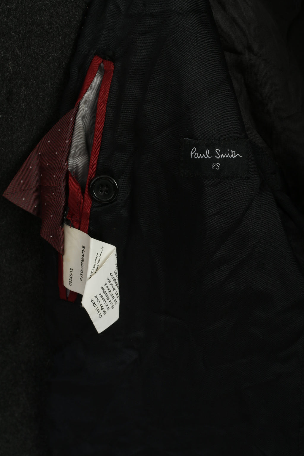 Paul Smith Men M Coat Charcoal Wool Cashmere Blend Vintage Double Breasted Top