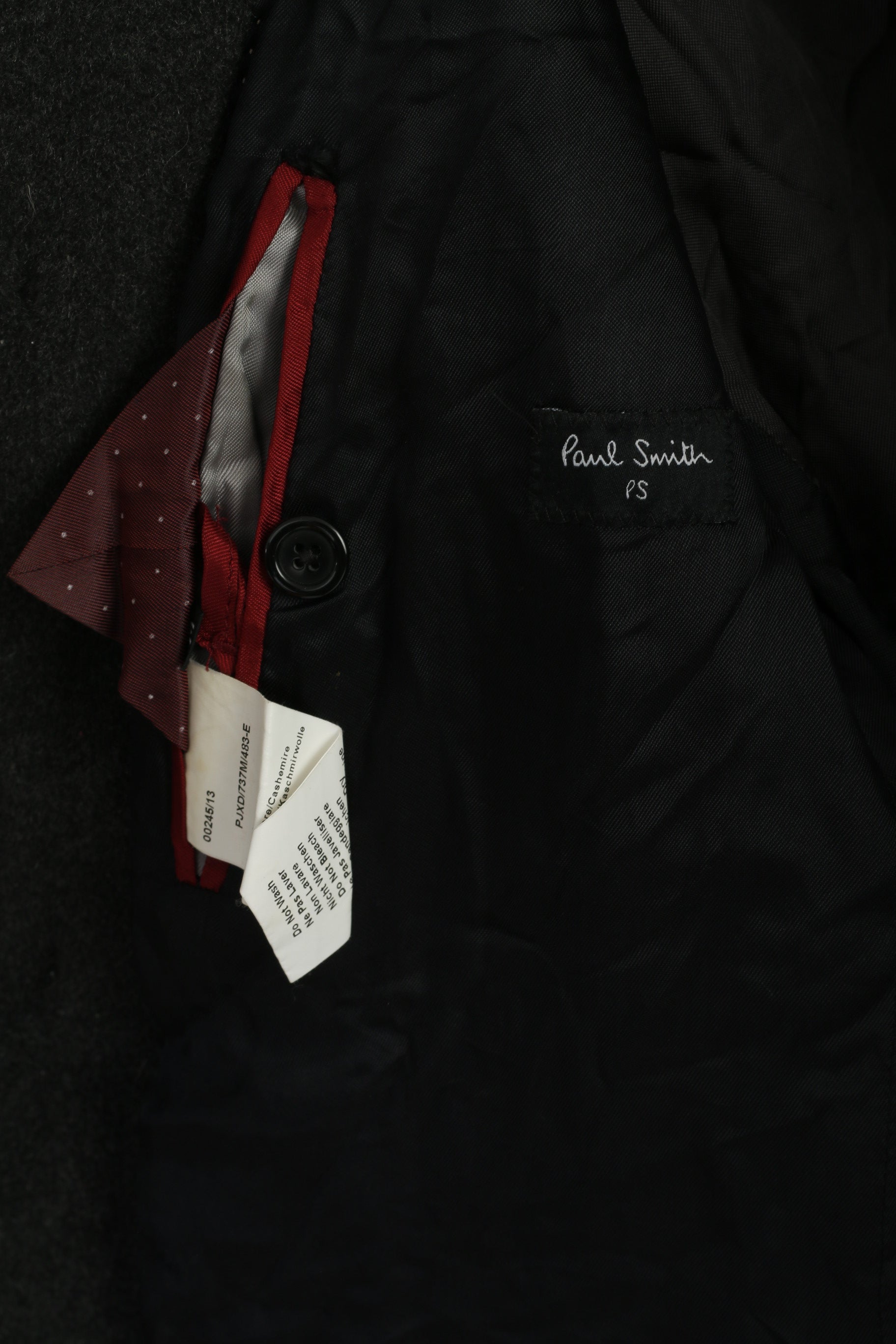 Paul Smith Men M Coat Charcoal Wool Cashmere Blend Vintage Double Breasted Top