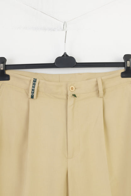 Chervo Men 50 44 Trousers Beige Elegant Pockets Wide Leg Belt Loops Ultimate Cool Impact Top
