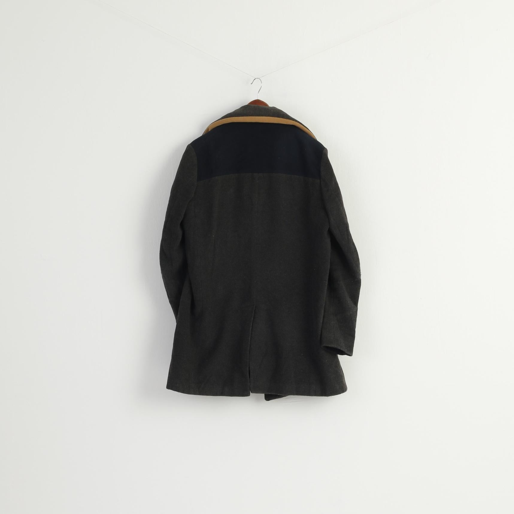 Paul Smith Men M Coat Charcoal Wool Cashmere Blend Vintage Double Breasted Top