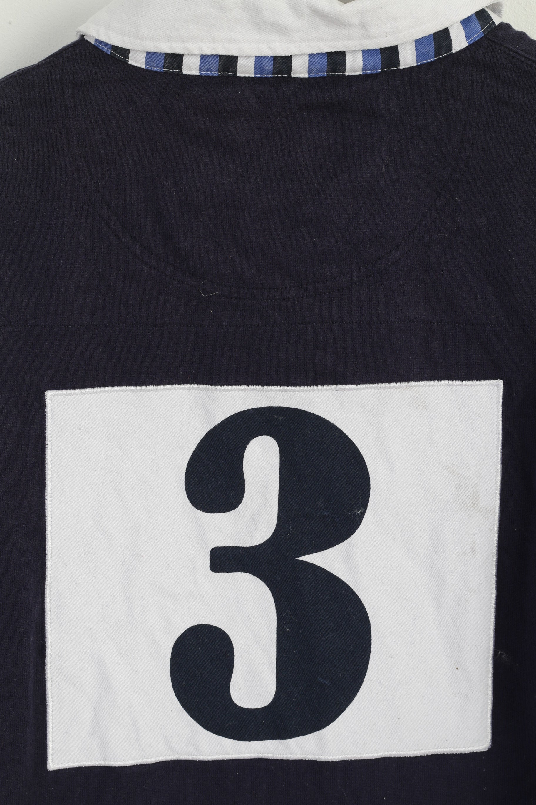 Raging Bull Men XL Polo Shirt Navy Cotton Long Sleeve Number 3 RFC Sport Top