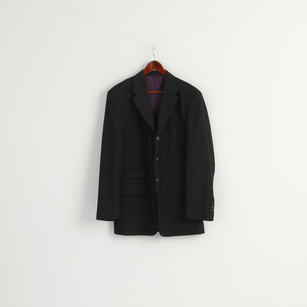 Katharine Hamnett Men 42 Blazer Black Wool Single Breasted Vintage Jacket