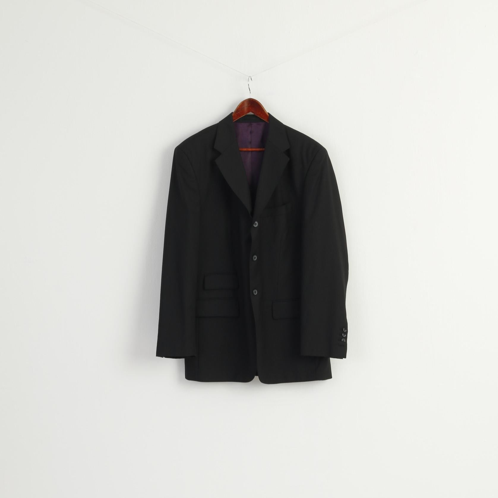 Katharine Hamnett Men 42 Blazer Black Wool Single Breasted Vintage Jacket