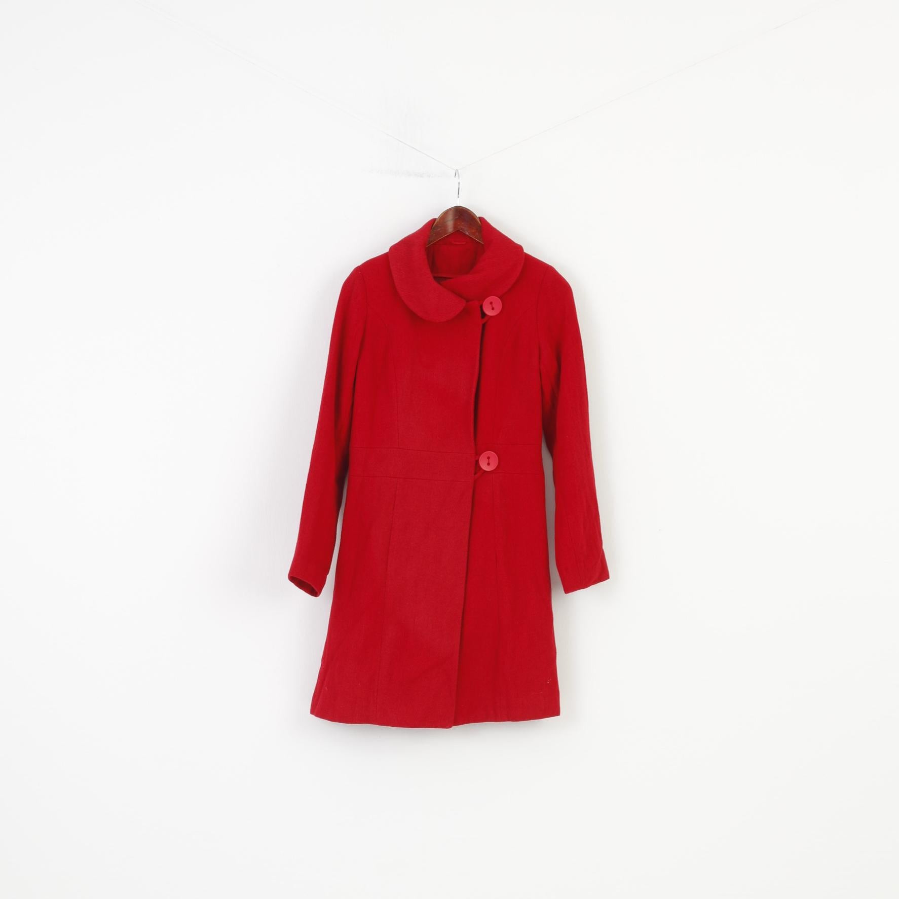 New Look Woman S Coat Red Wool Collar Long Sleeve Vintage Bottoms Elegant Top